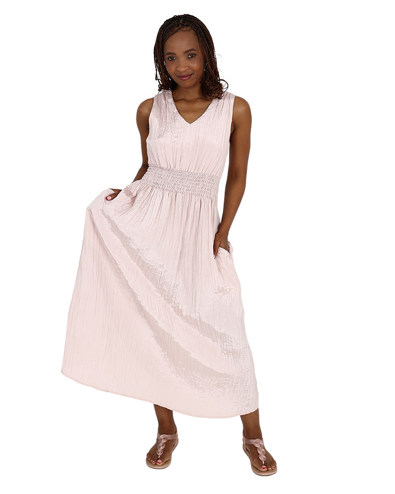 Blush Textured Sleeveless Maxi Dress