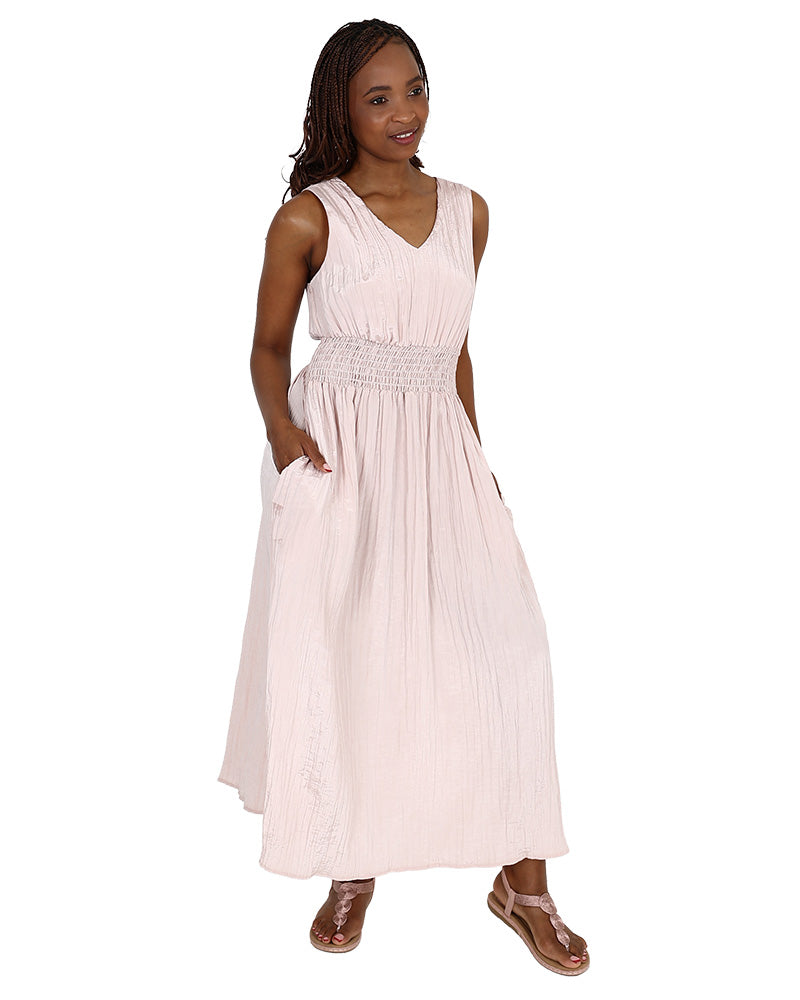 Blush Textured Sleeveless Maxi Dress