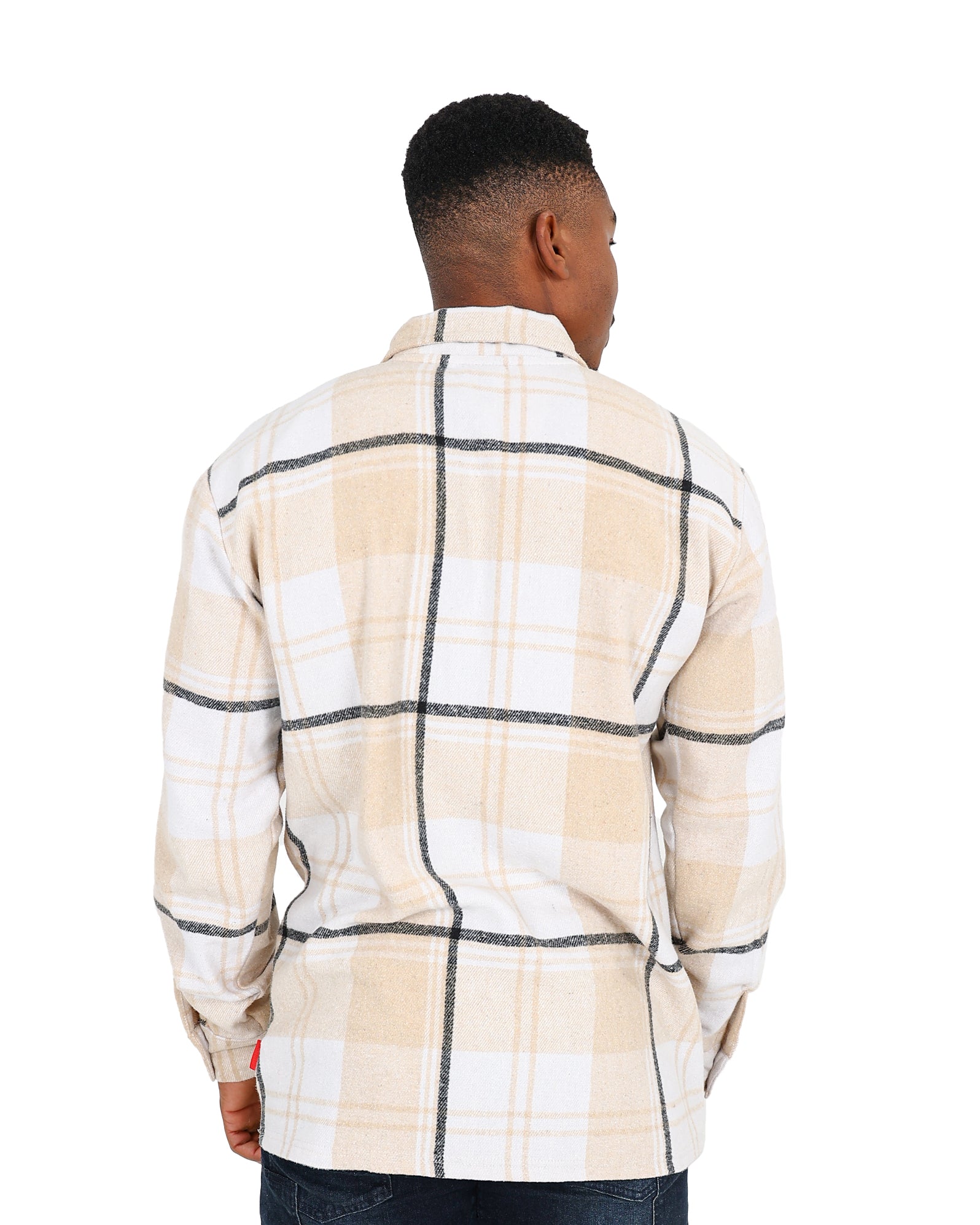 Funk Long Sleeve Stone Zip Up Check Cotton Shacket