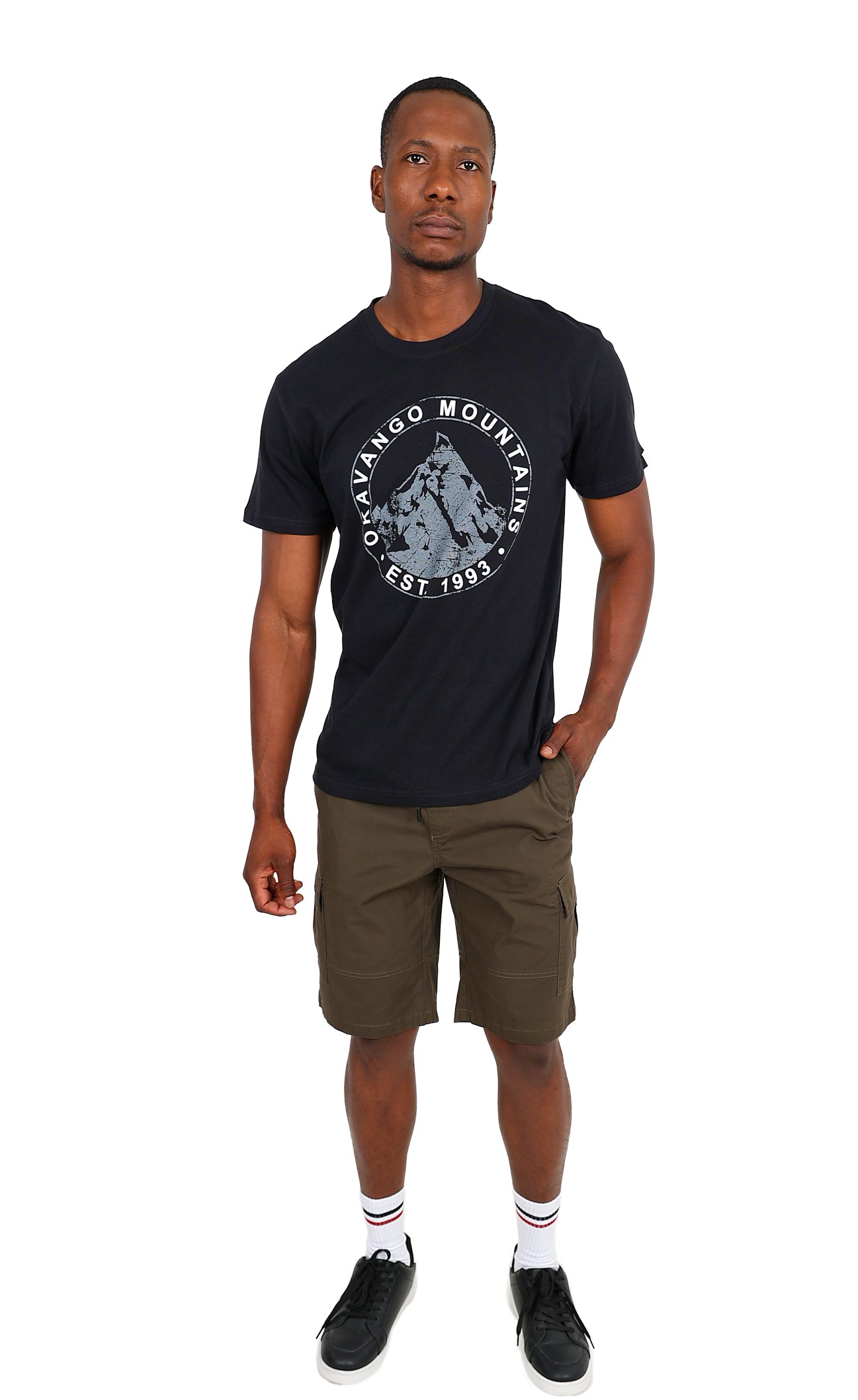 Okavango Black Short Sleeve Mountain Graphic T-Shirt