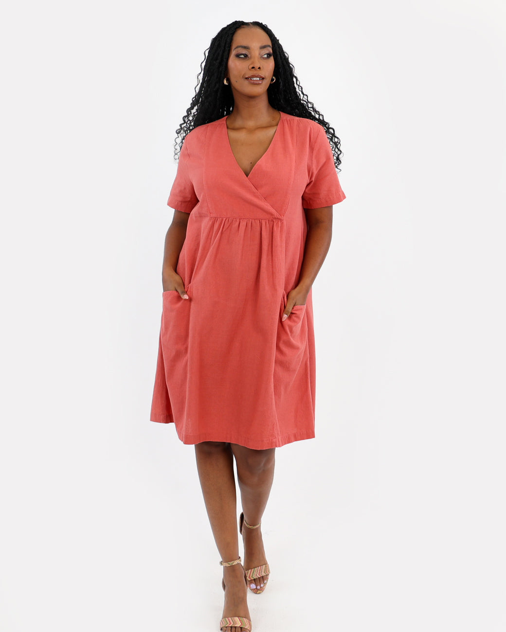 Refined Cotton Flex V-Neck Tunic Dress