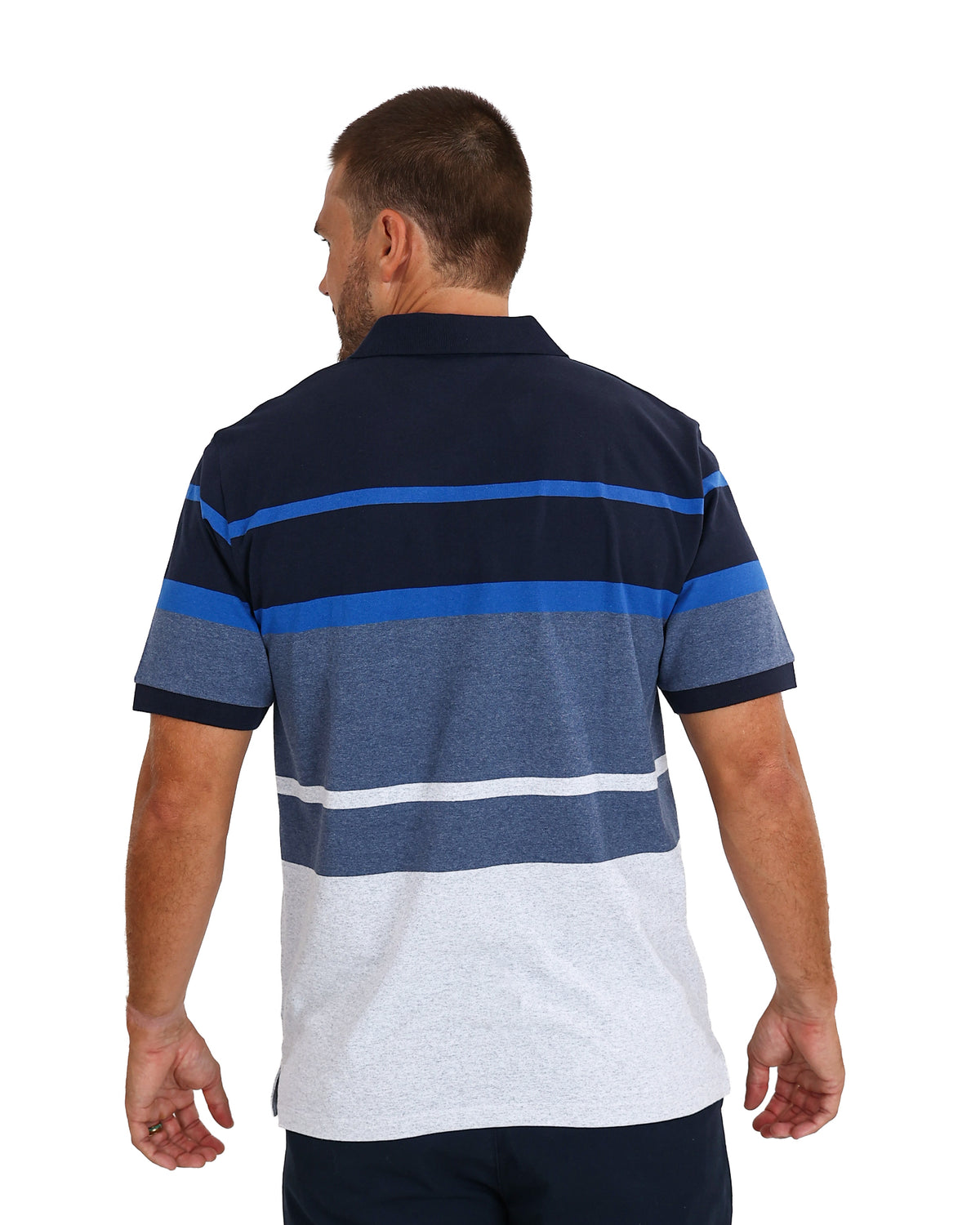 Short Sleeve Blue Mélange Stripe Golfer