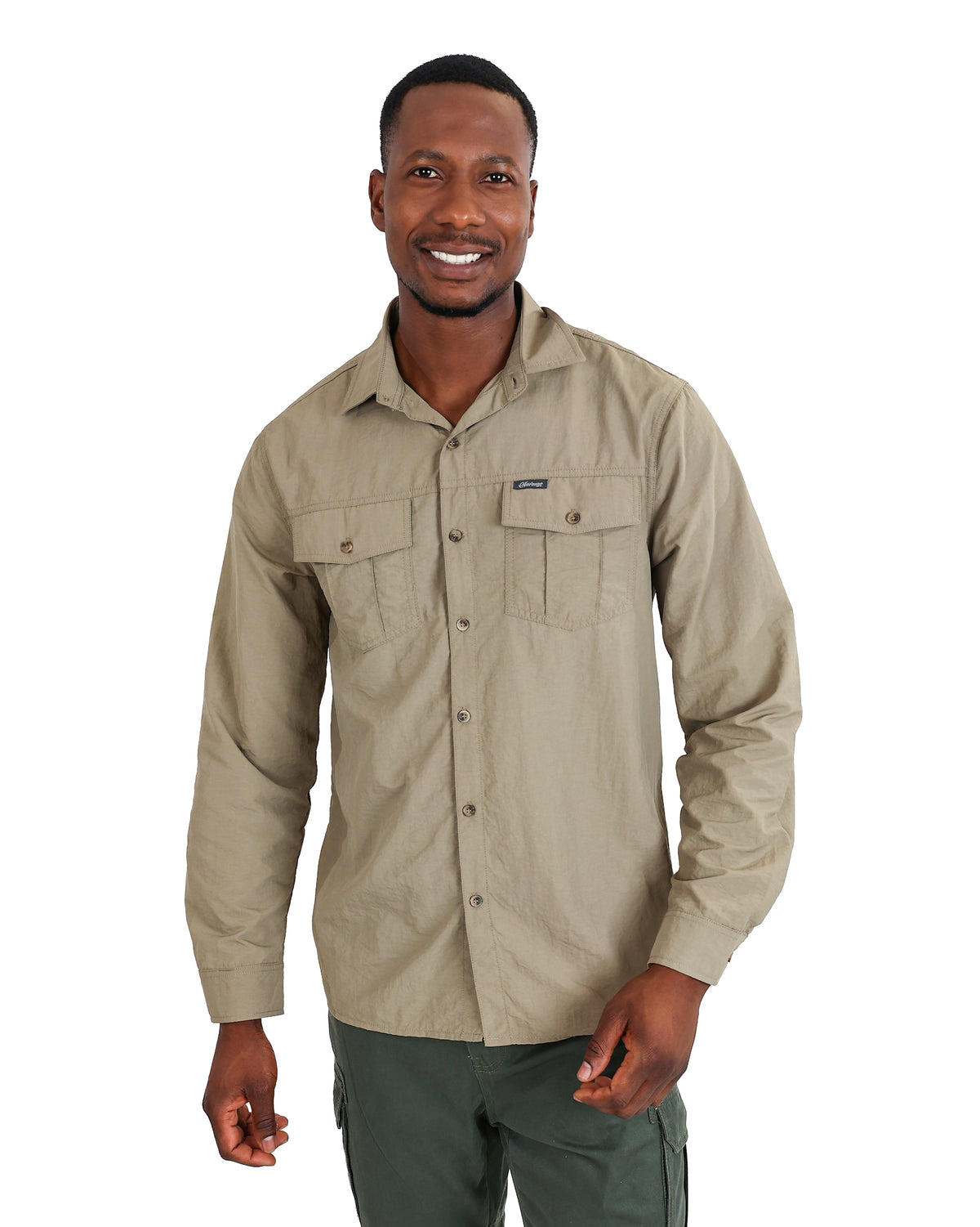 Okavango Long Sleeve Stone Cotton Twill Shirt