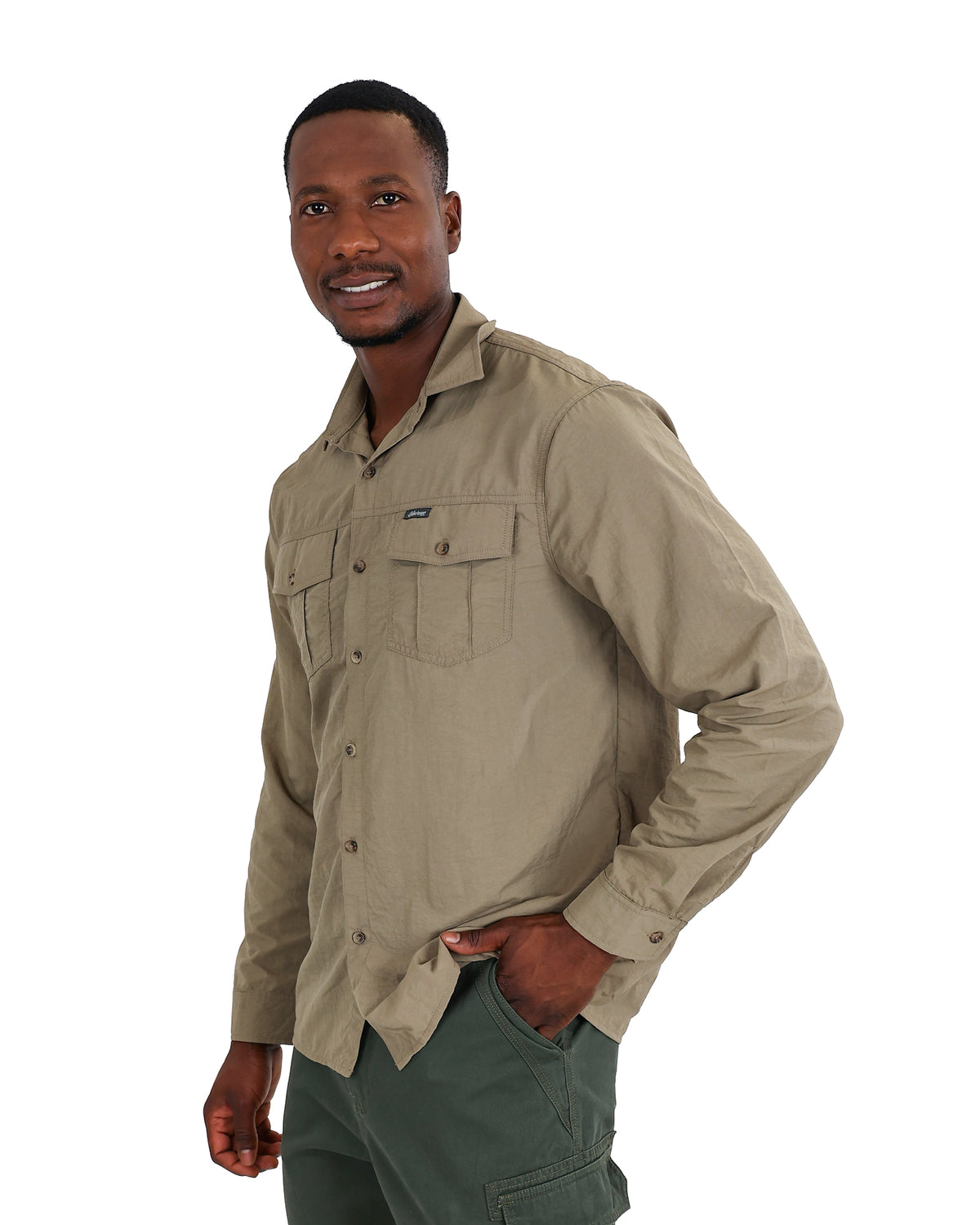 Okavango Long Sleeve Stone Cotton Twill Shirt