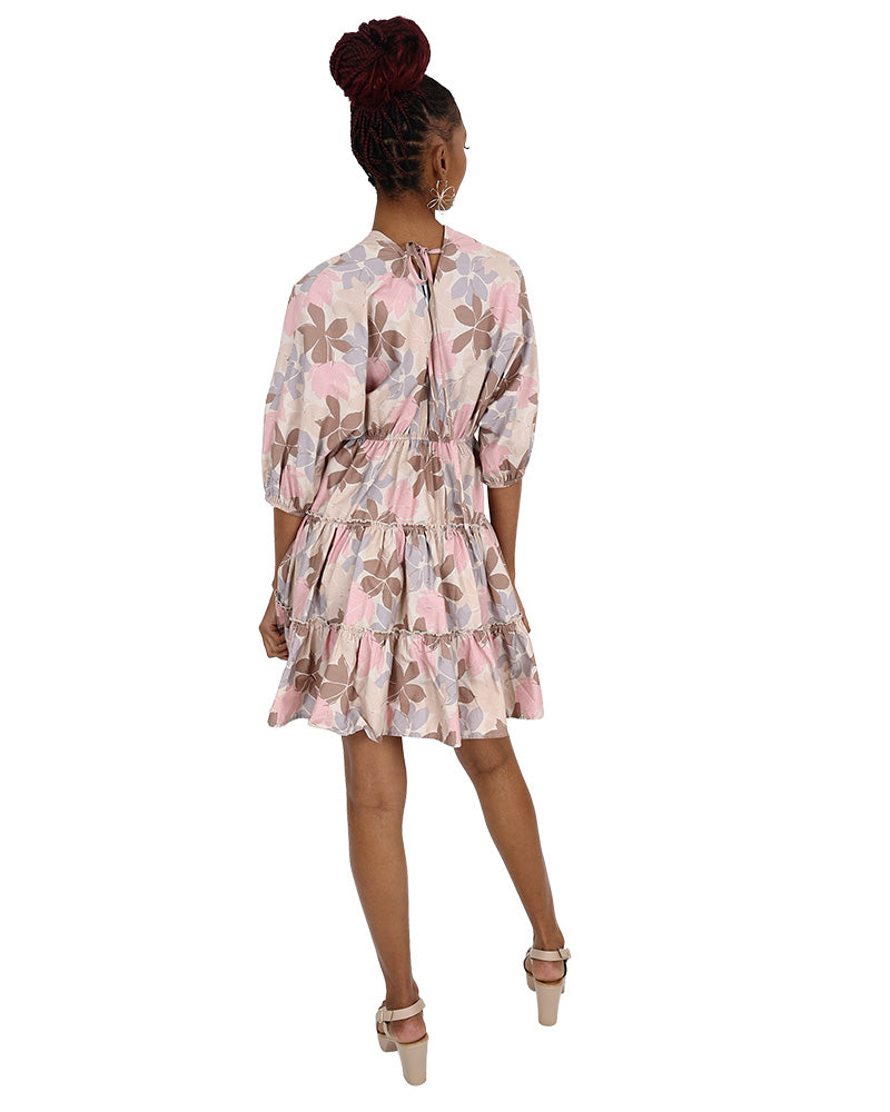 Labella Floral Kimono Tiered Mini Dress