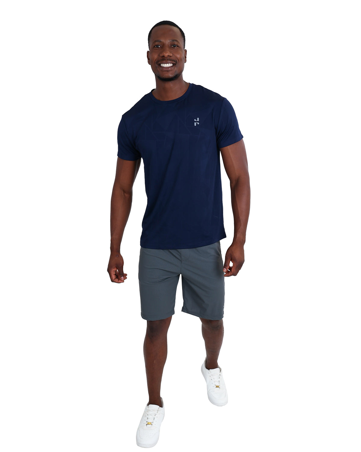 Short Sleeve Navy Geometric Print Active T-Shirt