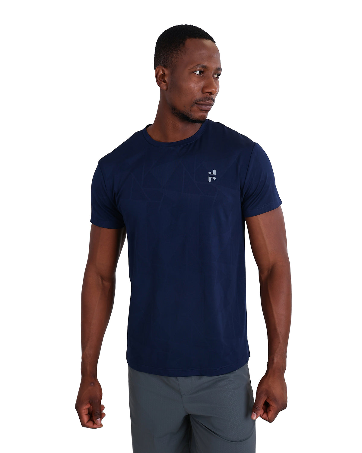 Short Sleeve Navy Geometric Print Active T-Shirt