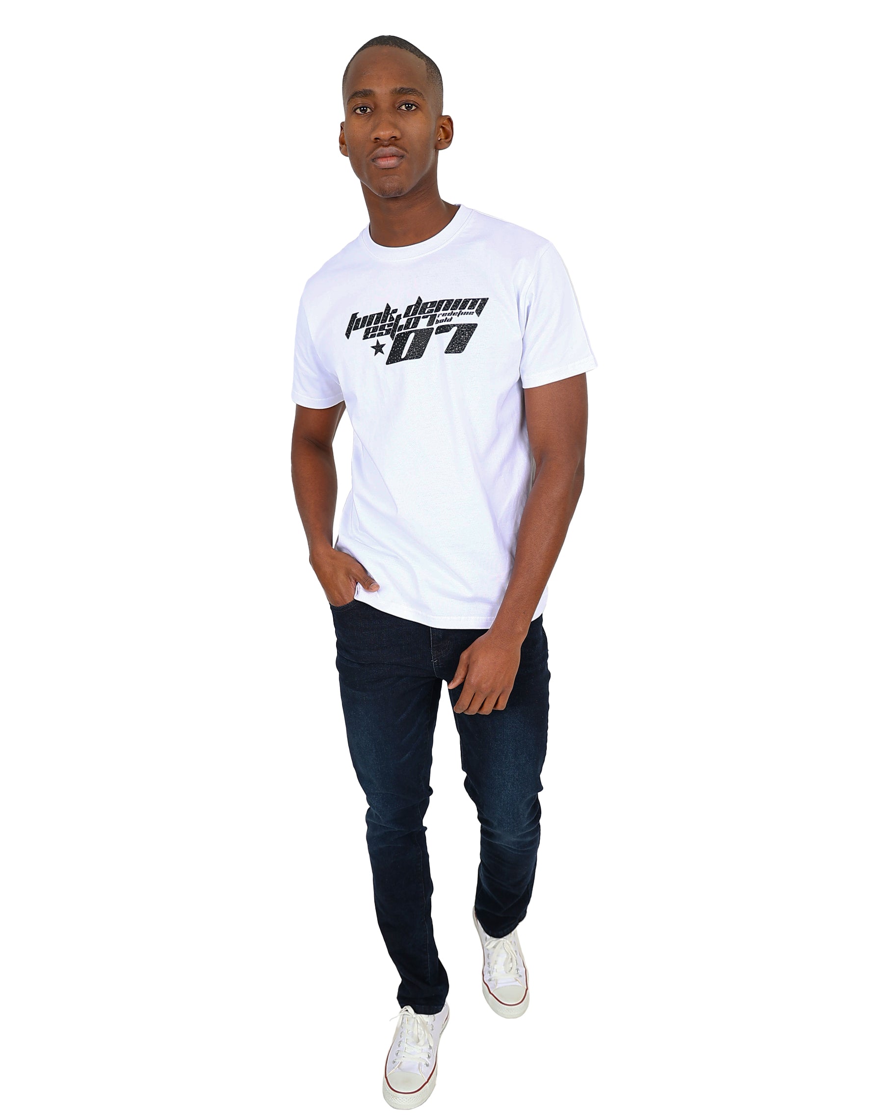 Funk Short Sleeve White Pebble Embellished T-Shirt