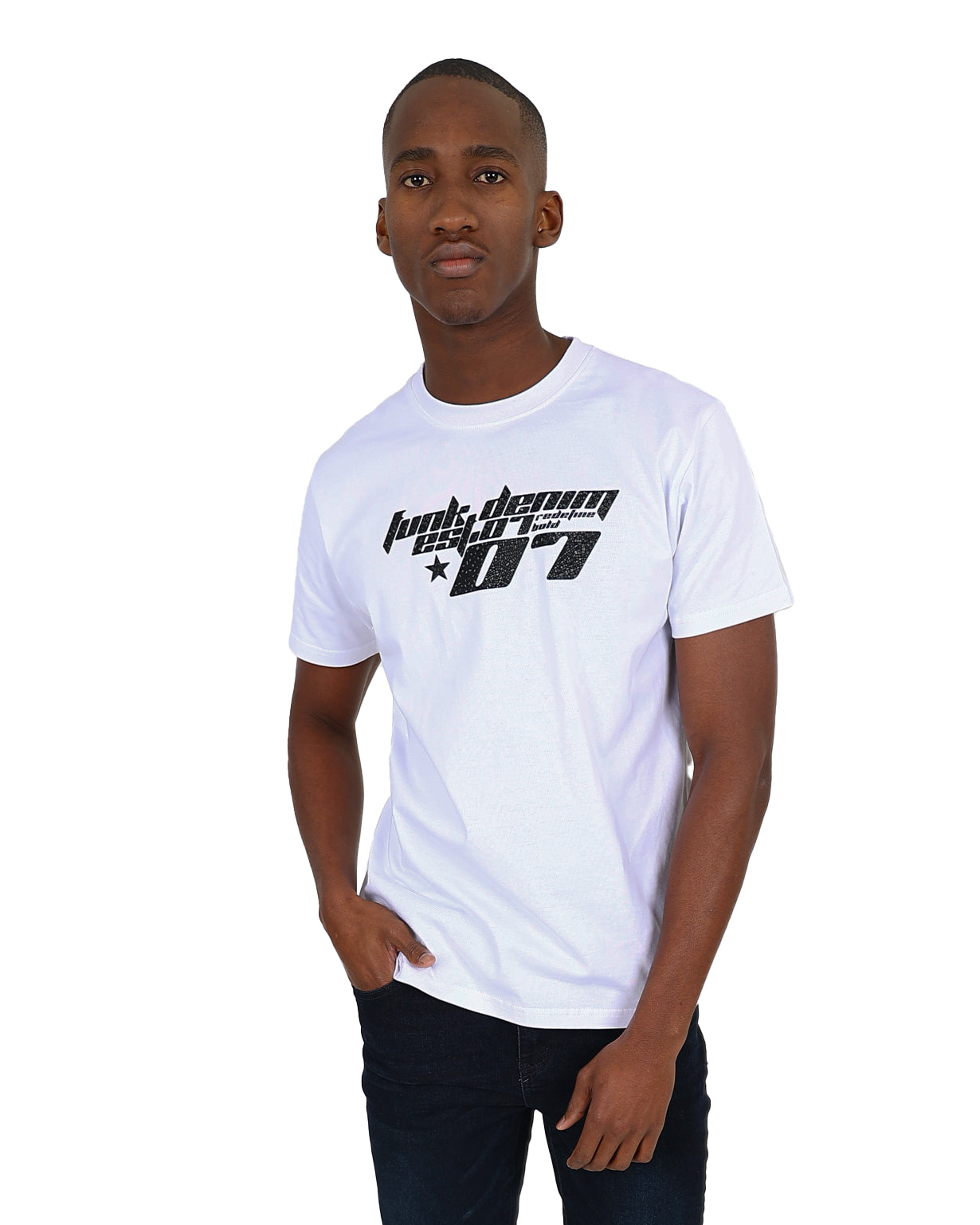 Funk Short Sleeve White Pebble Embellished T-Shirt