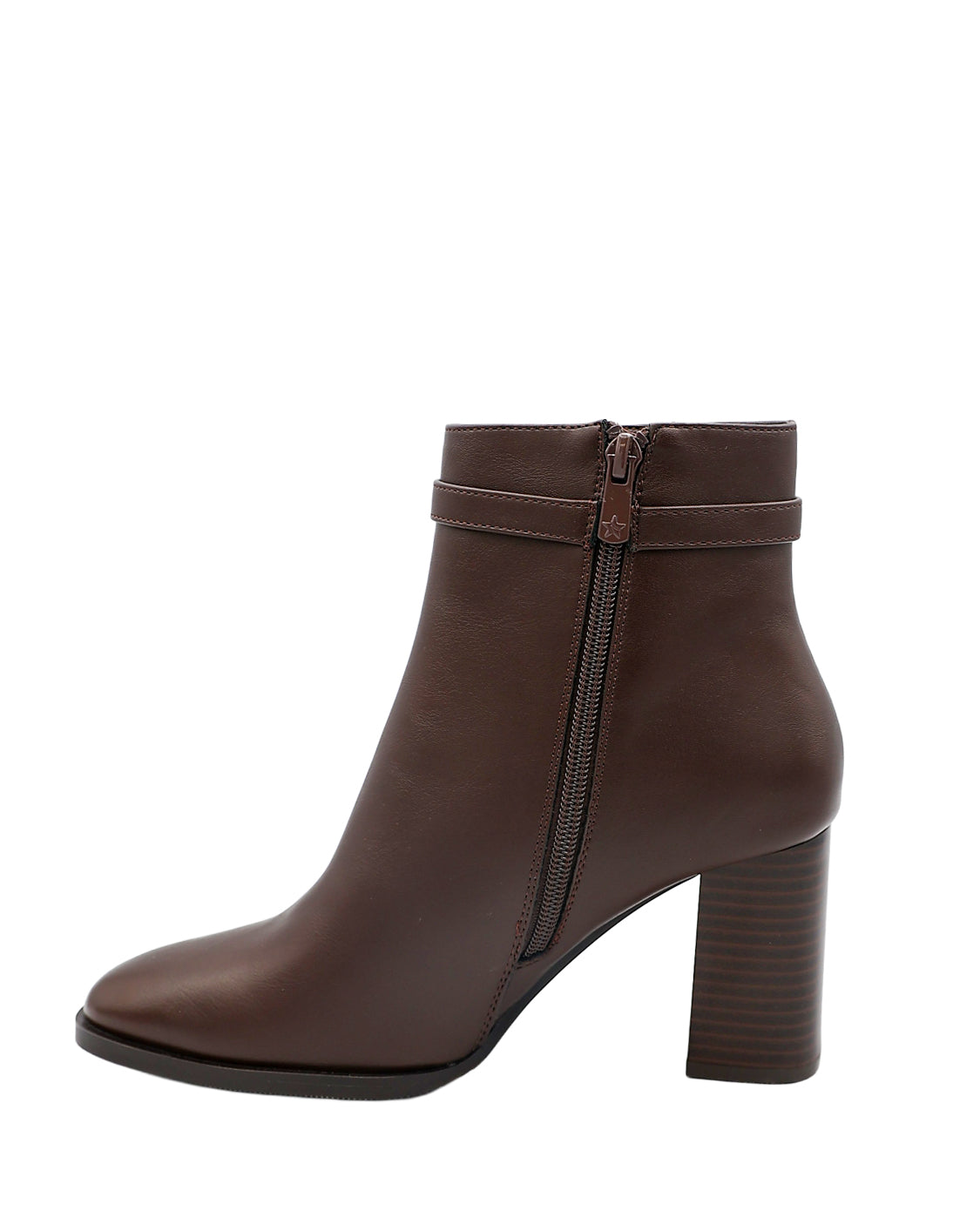 Chocolate Buckle High Heel Ankle Boot