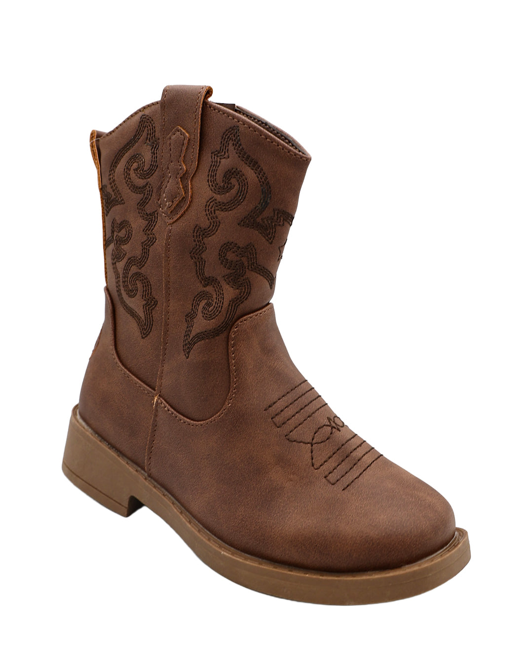 Girls Brown Embroidered Cowboy Boots