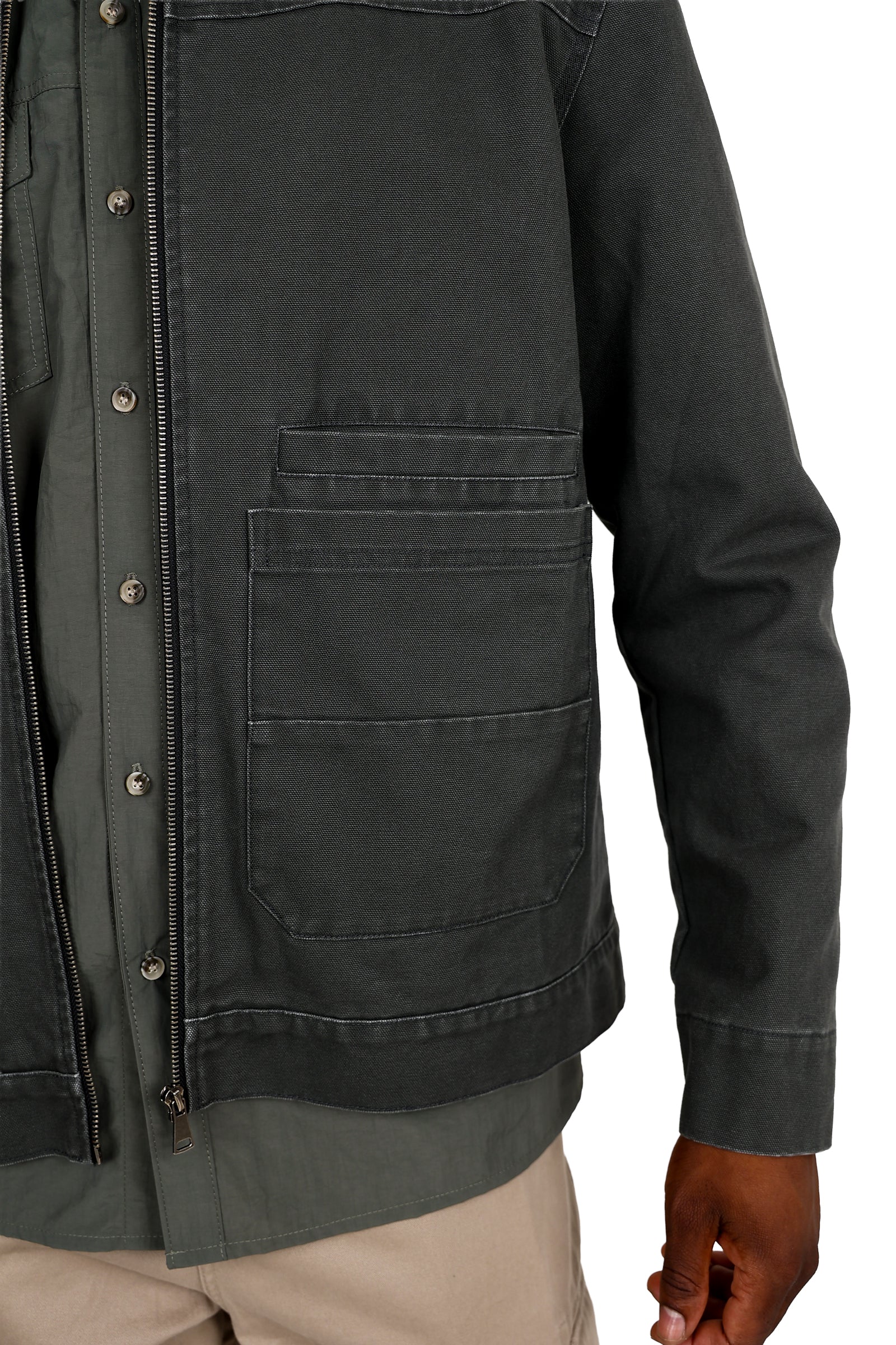 Okavango Olive Zip Up Corduroy Collar Jacket