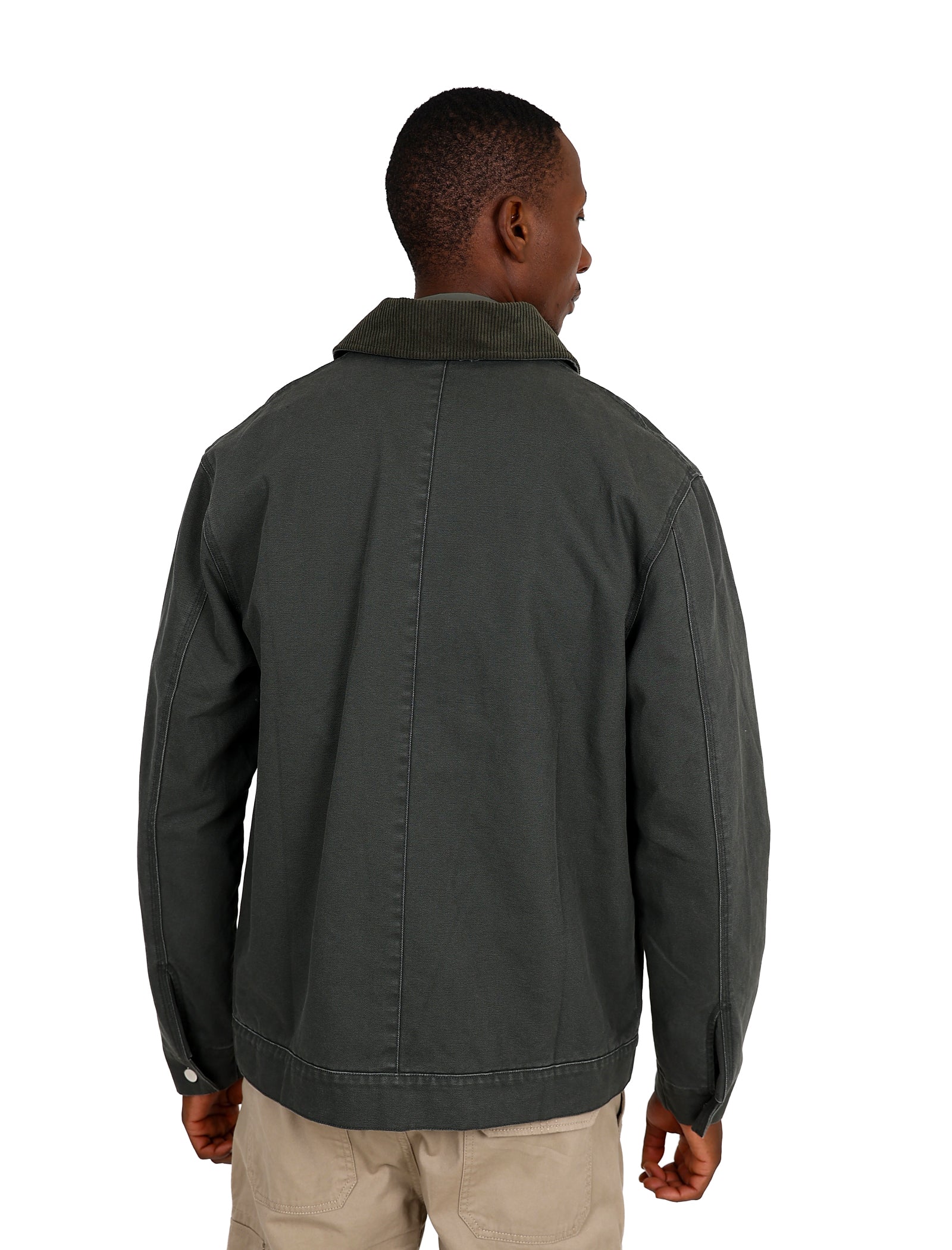 Okavango Olive Zip Up Corduroy Collar Jacket