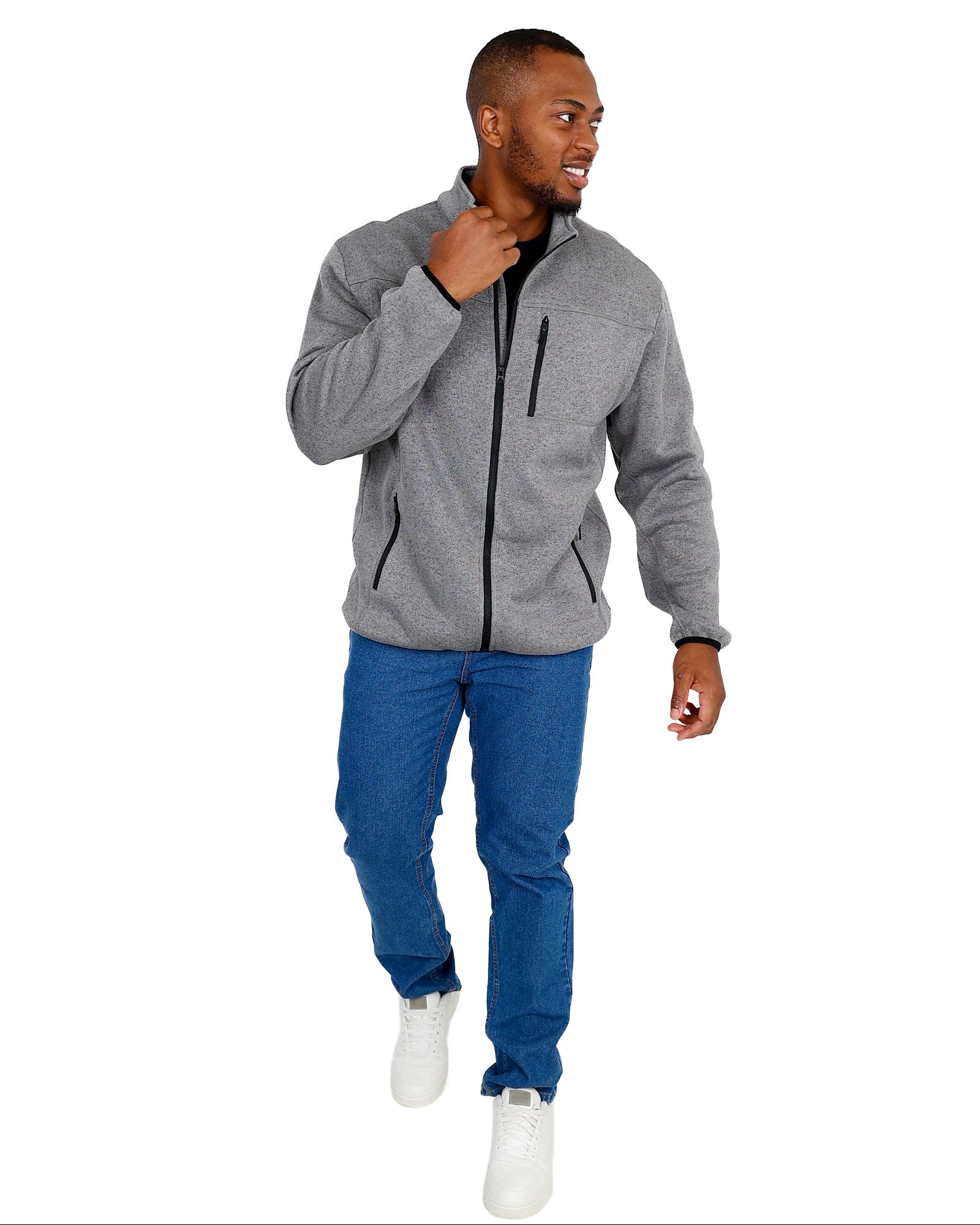 Okavango Charcoal Knit Zip-Up Jacket
