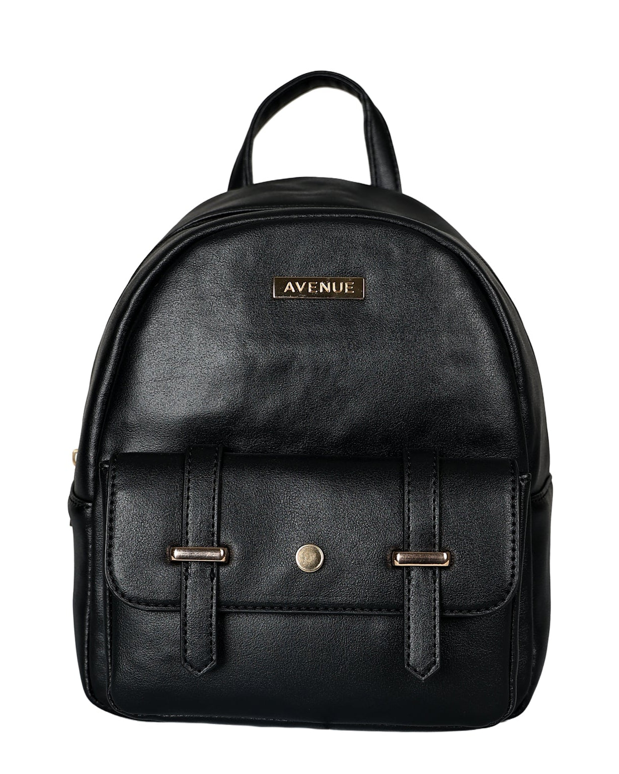 Black Avenue Faux Leather Backpack