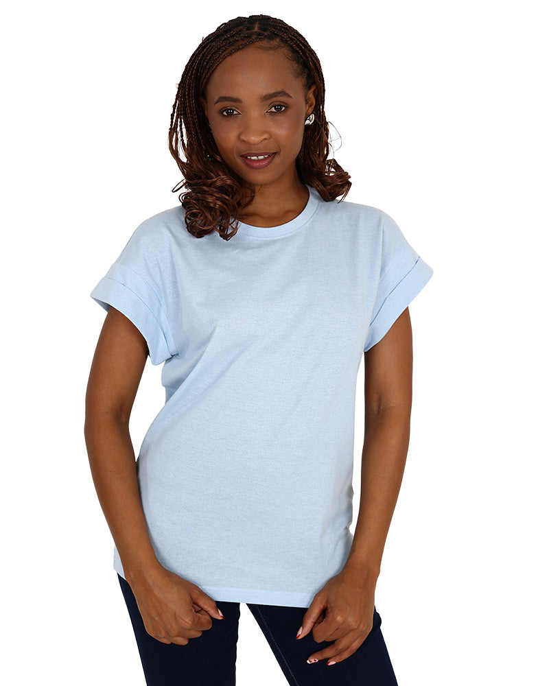 Short Sleeve Blue Turn Back T-Shirt