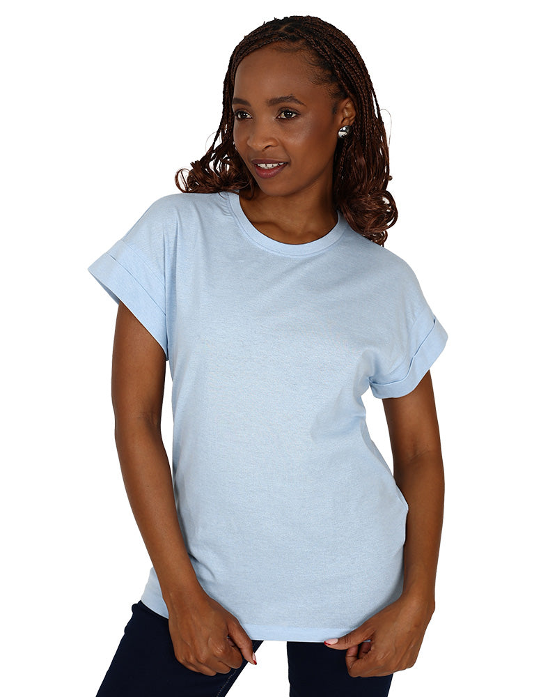 Short Sleeve Blue Turn Back T-Shirt