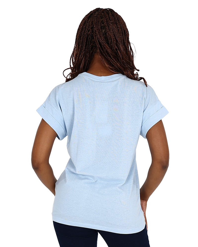 Short Sleeve Blue Turn Back T-Shirt
