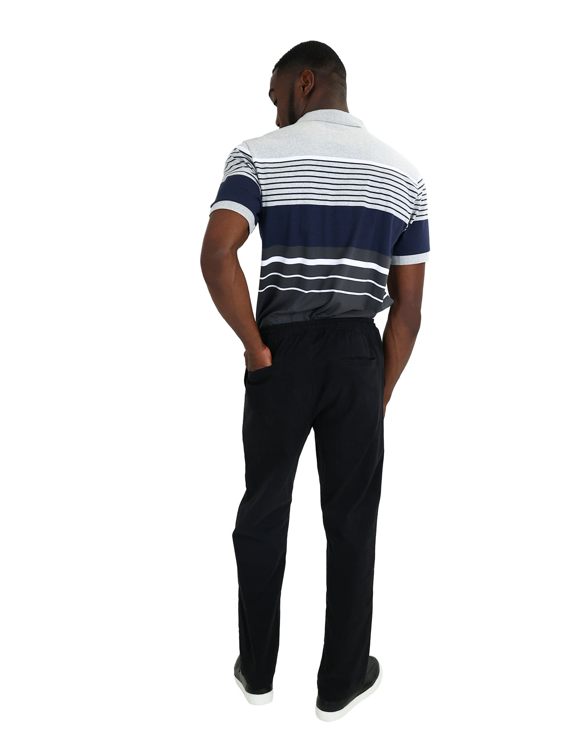 Black Elasticated Waist Open Hem Pants