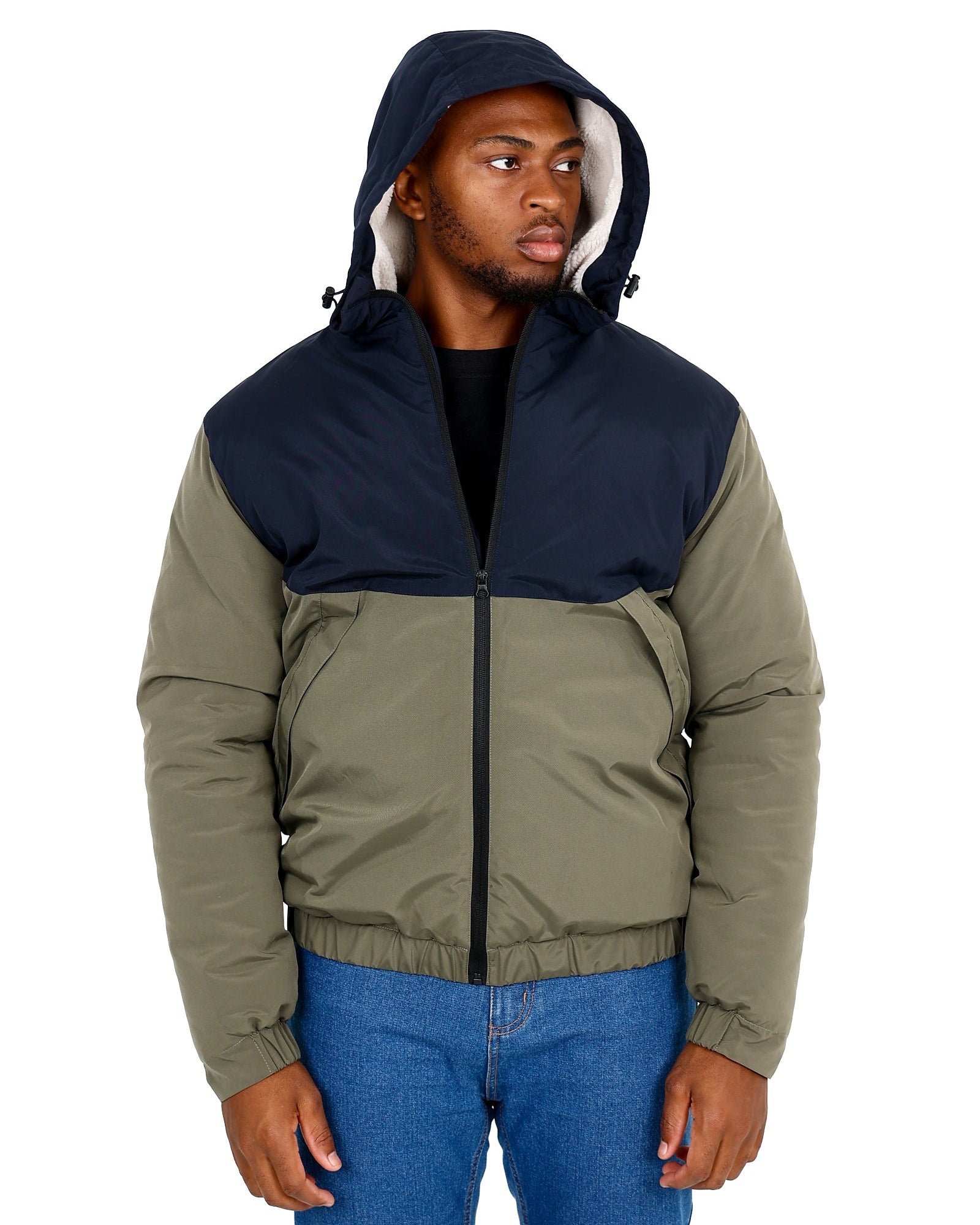 Okavango Olive Colour Block Outdoor Puffer Jacket
