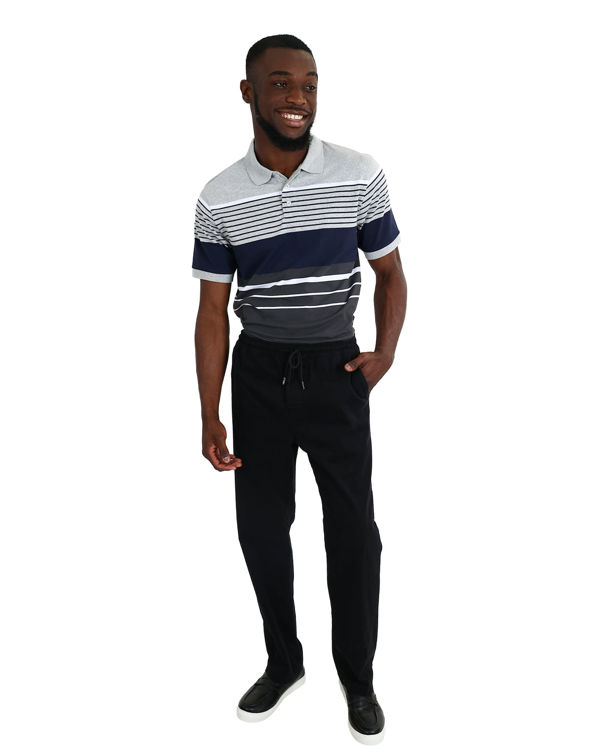 Black Elasticated Waist Open Hem Pants