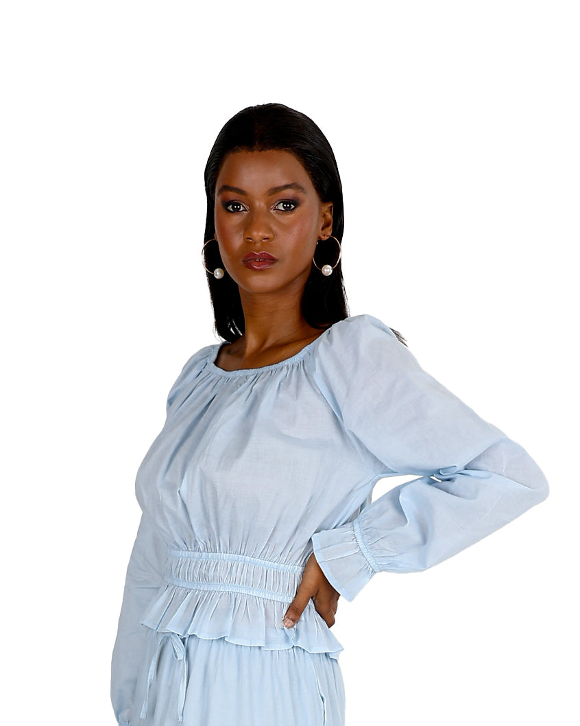 Lena Off-Shoulder Peplum Crop Blouse