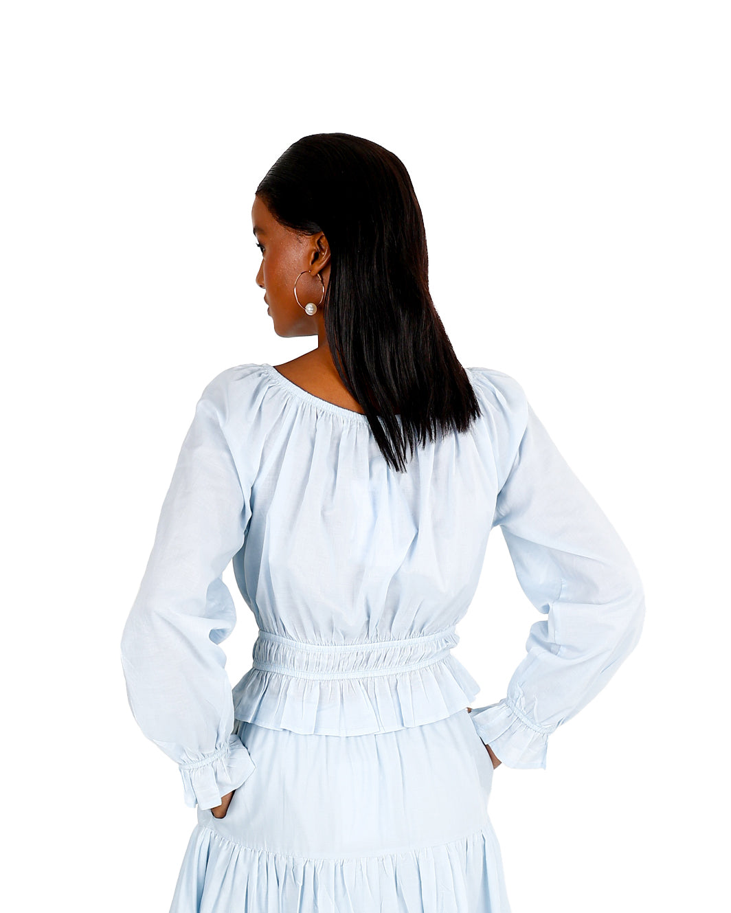 Lena Off-Shoulder Peplum Crop Blouse