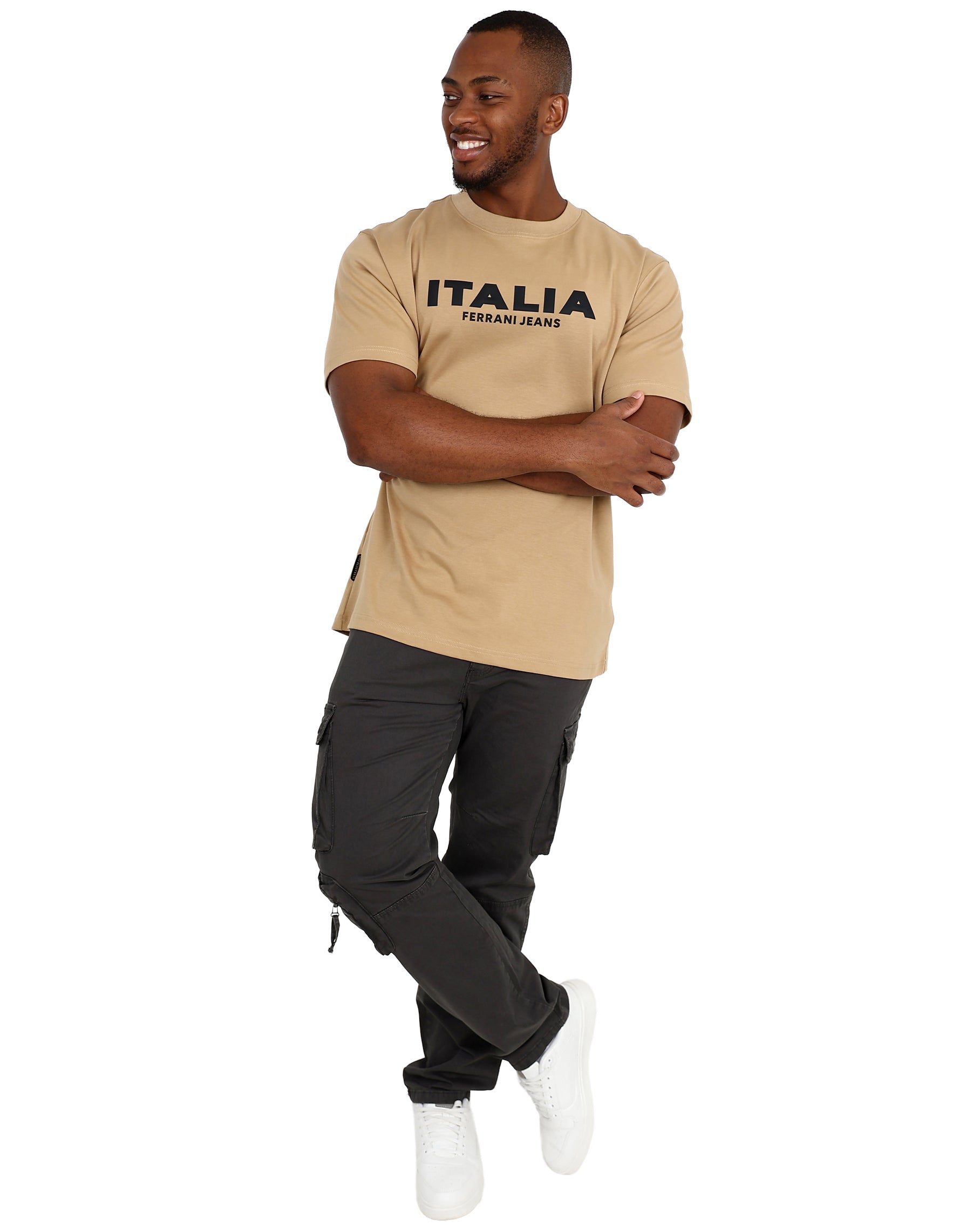 Ferrani Olive 5 Pocket Cotton Stretch Cargo Pants