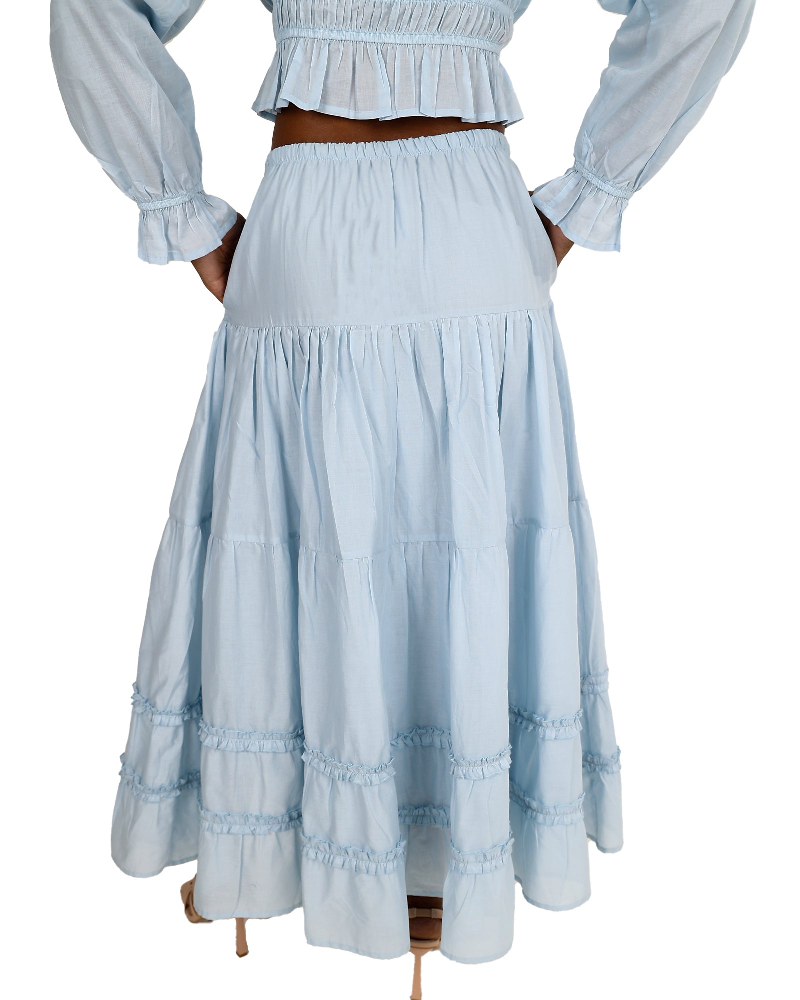 Lena Tiered Cotton Maxi Skirt