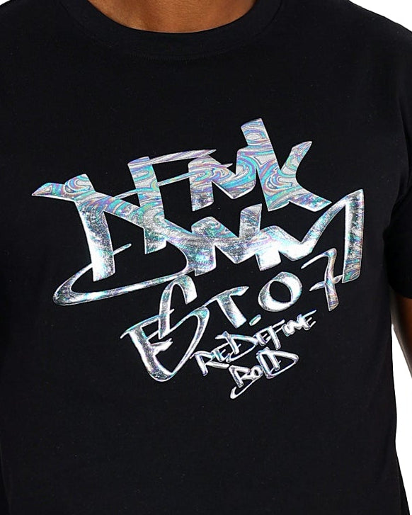 Funk Short Sleeve Black 3D Oil Slick T-Shirt