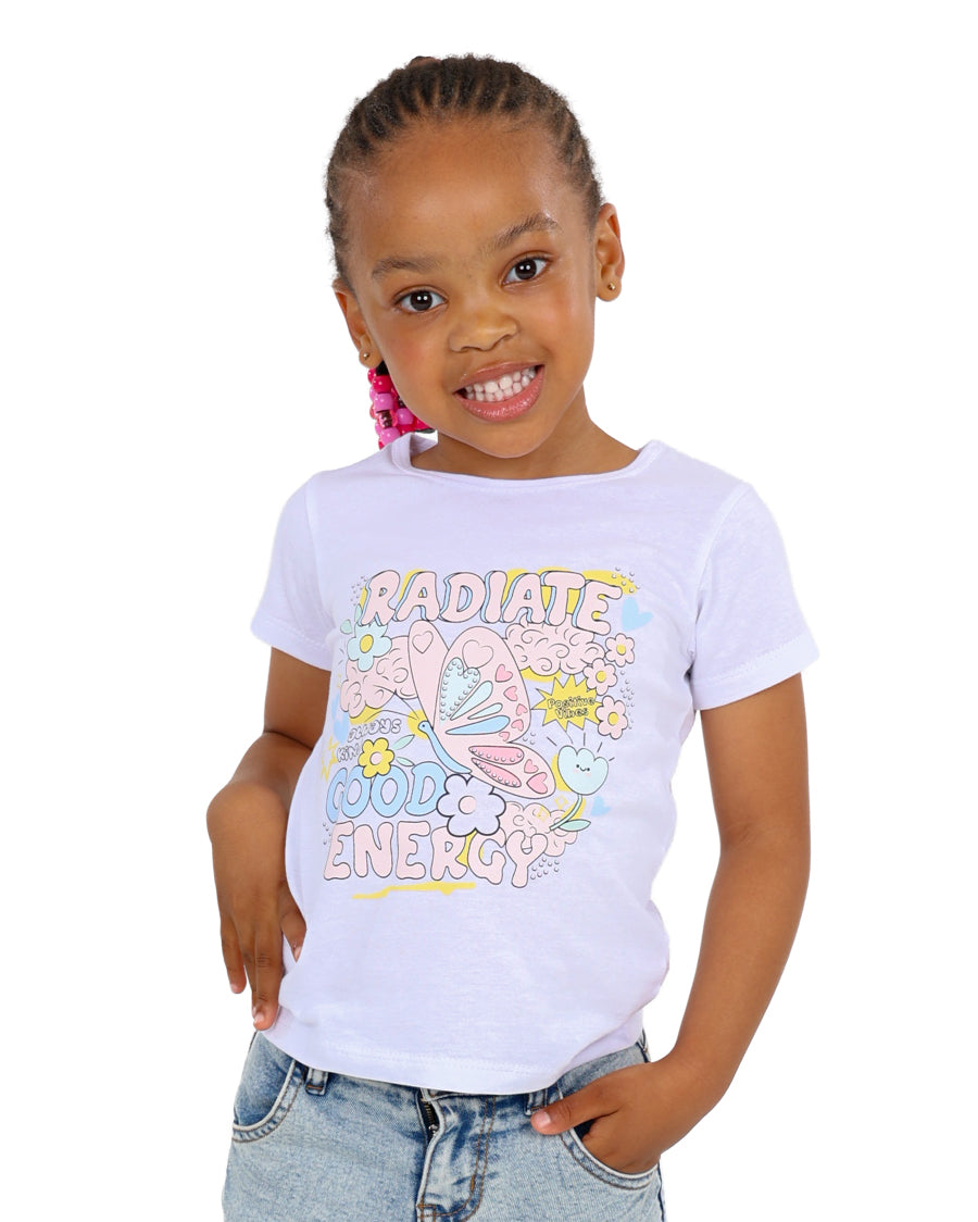 Short Sleeve White "Radiate Good Energy" T-Shirt