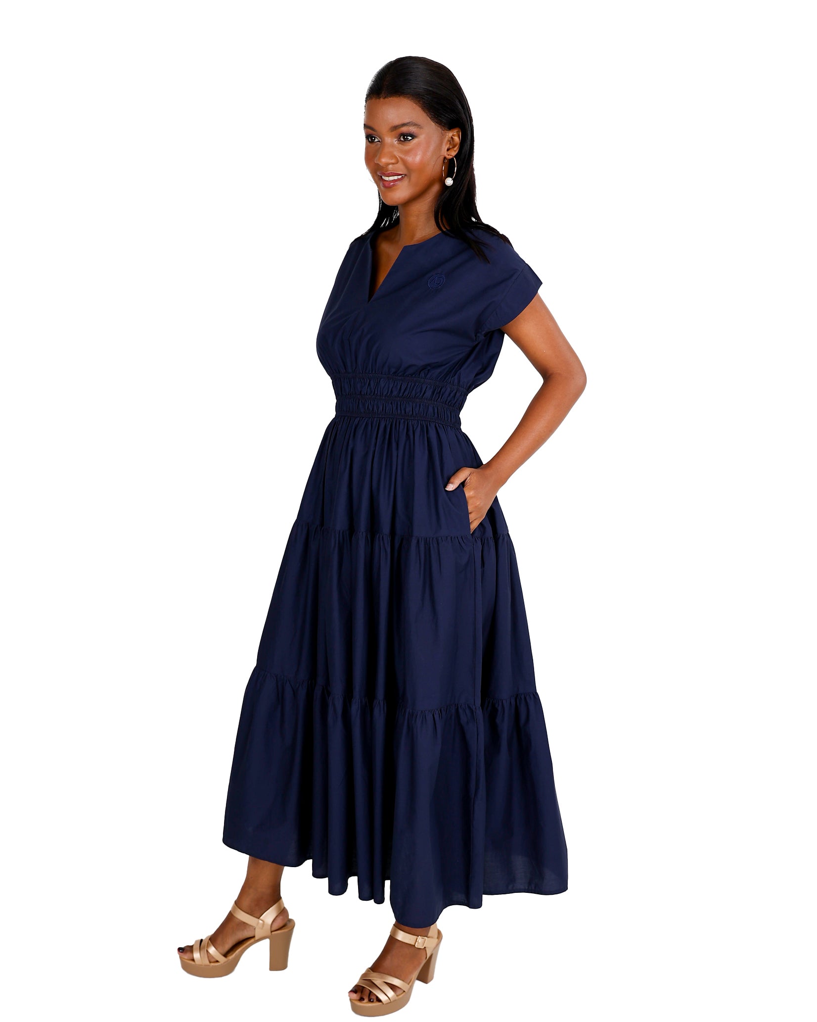 Mila Cap Sleeve Cotton Maxi Dress