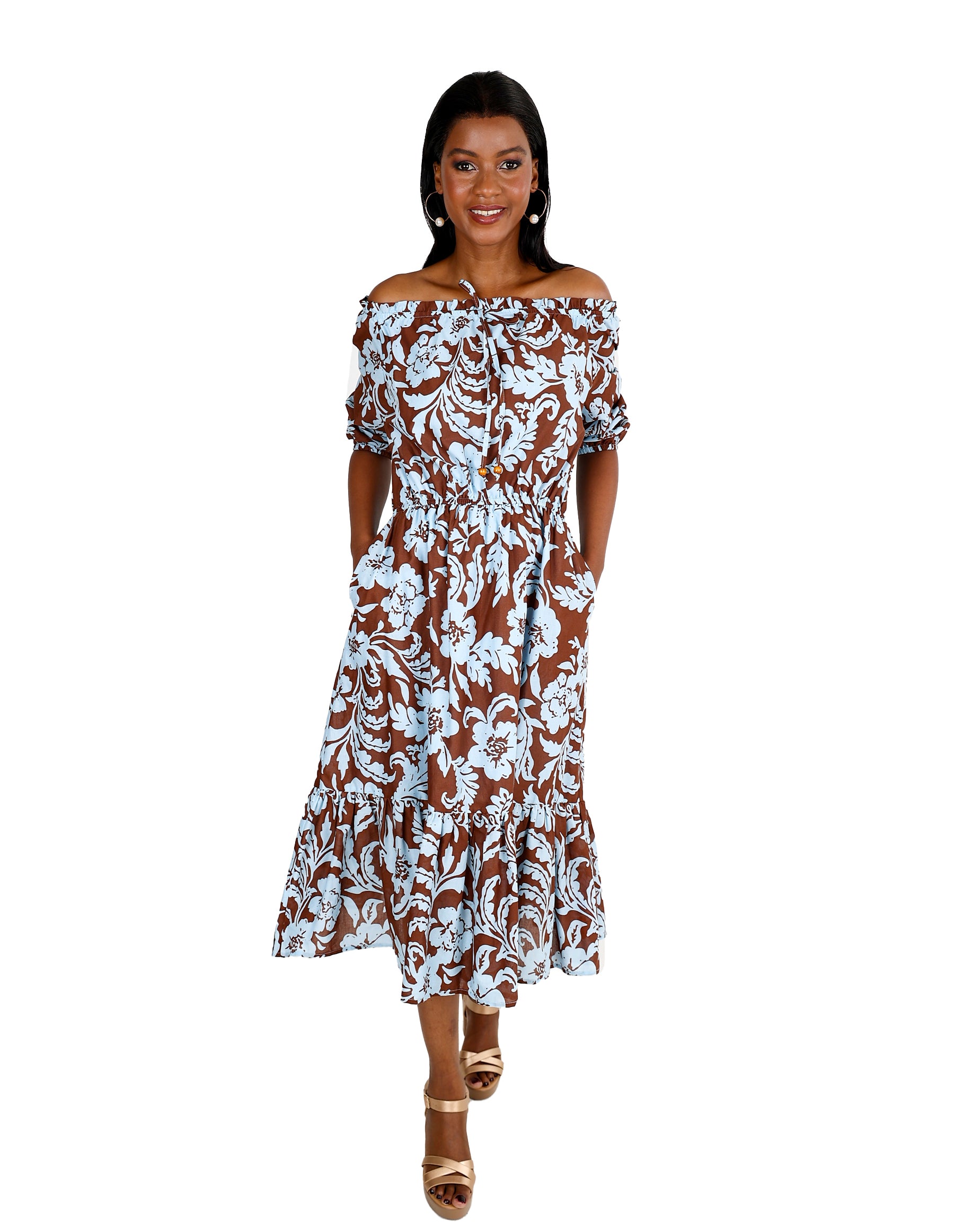Mirelle Floral Off-Shoulder Cotton Dress