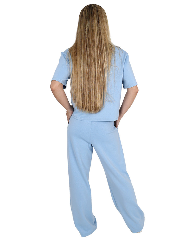 Light Blue Scuba Pintuck Pants