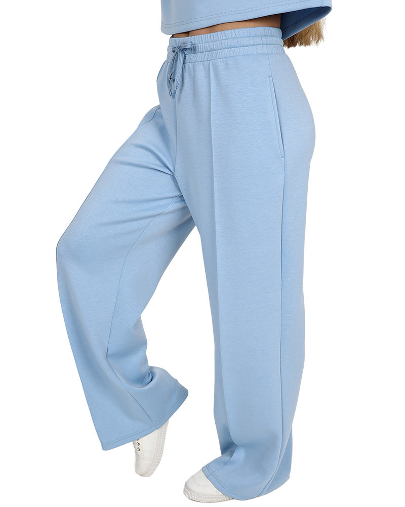 Light Blue Scuba Pintuck Pants