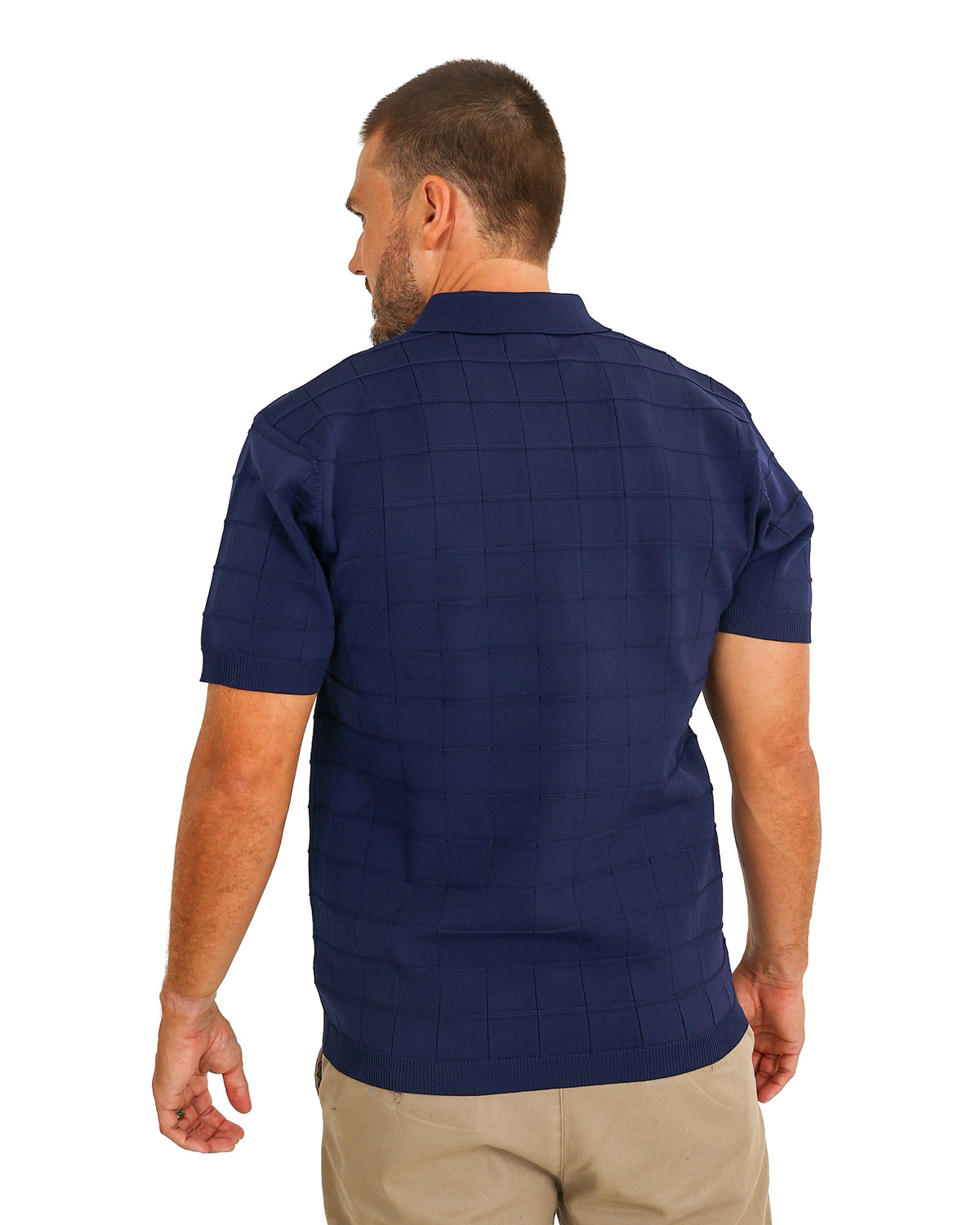 Short Sleeve Navy Zip Placket Golfer