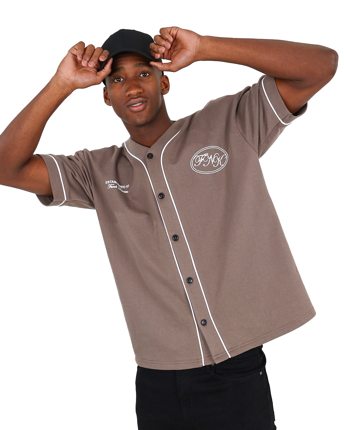 Funk Piped Grey Baseball Style T-Shirt