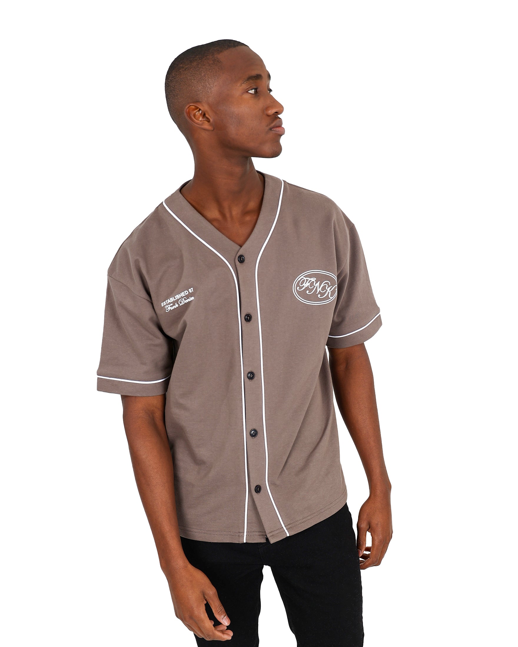 Funk Piped Grey Baseball Style T-Shirt