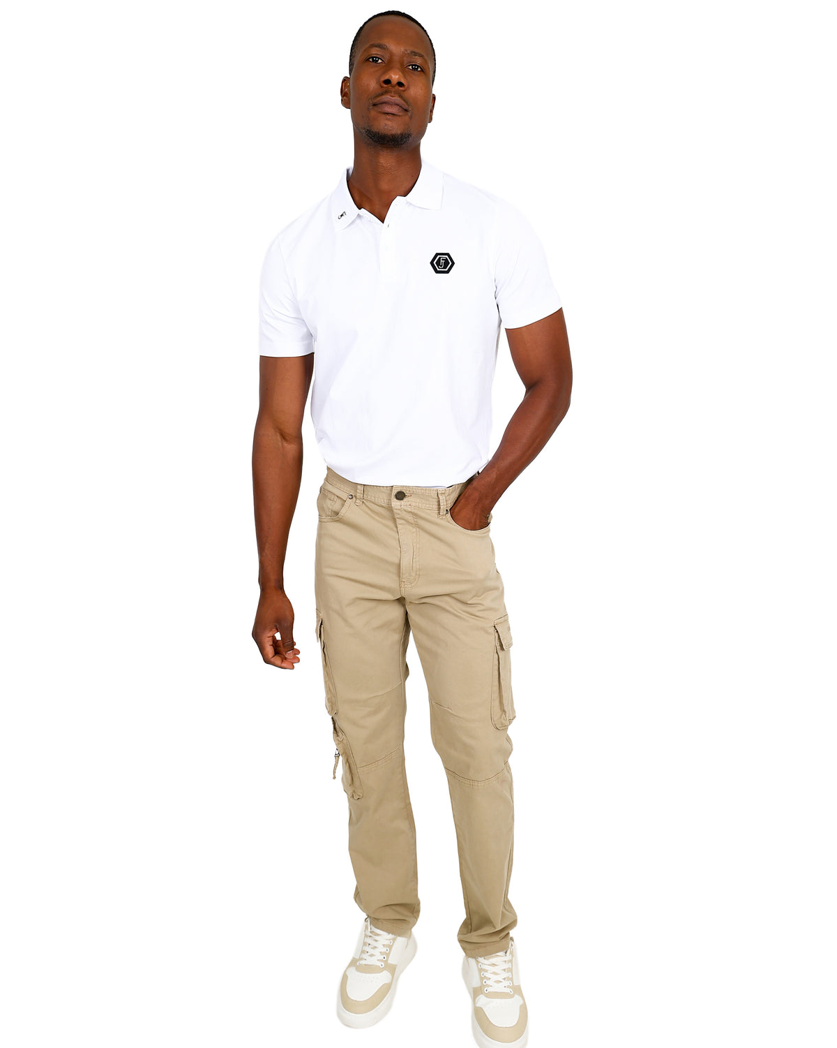 Ferrani Khaki 5 Pocket Cotton Stretch Cargo Pants