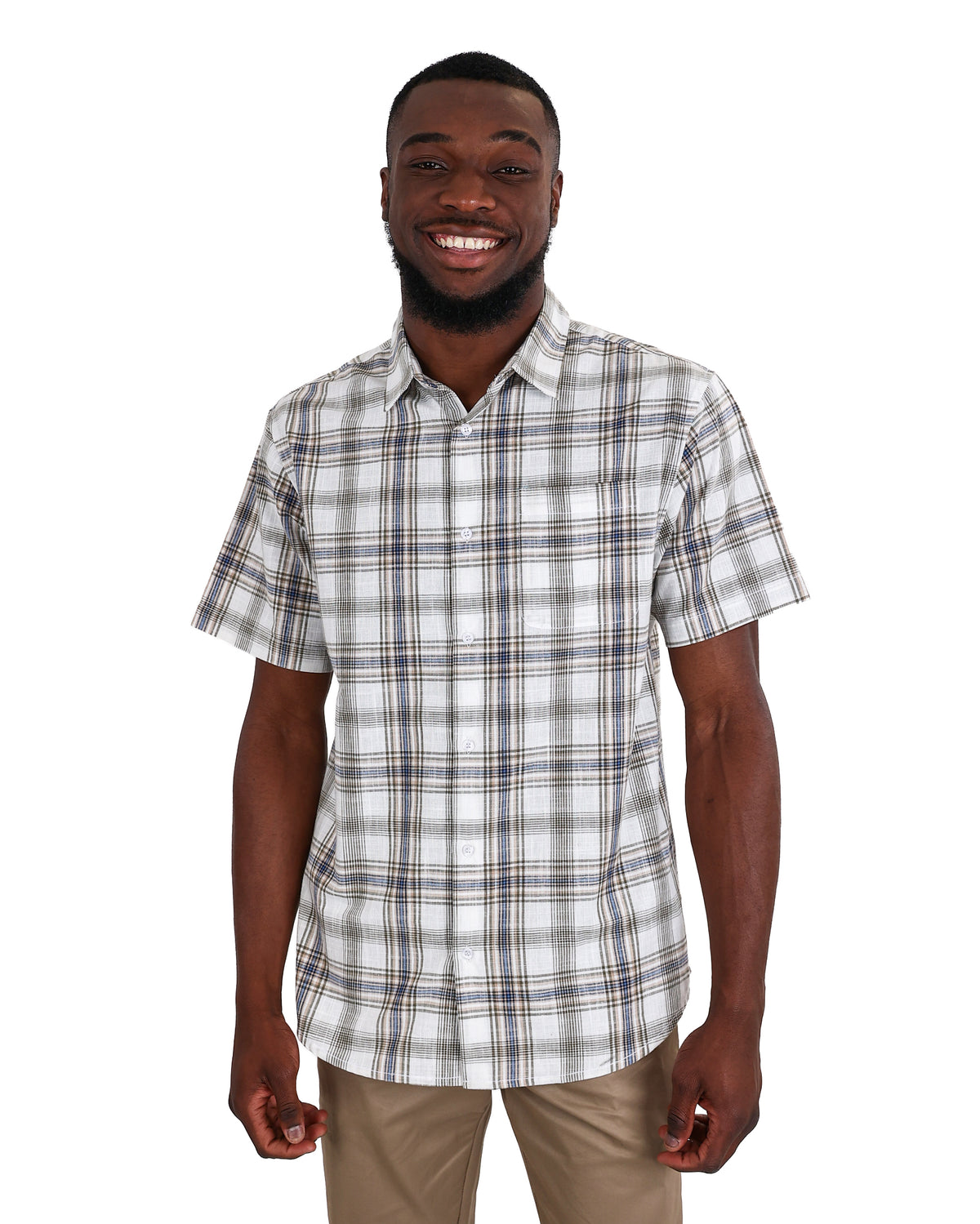 Short Sleeve Natural Cotton Slub Check Shirt