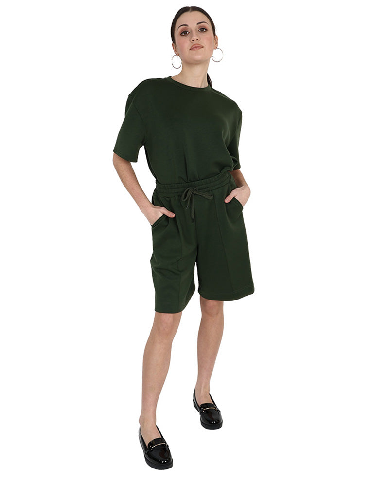 Olive Elasticated Scuba Shorts