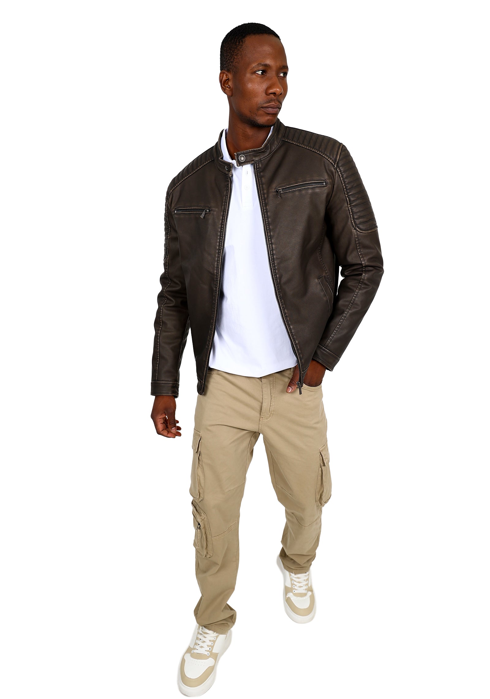 Ferrani Brown Vintage Inspired Biker Jacket