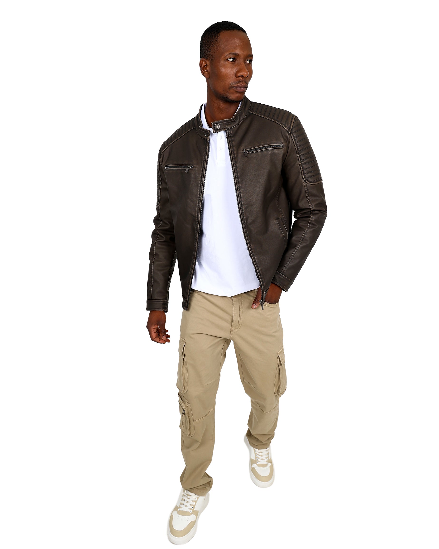 Ferrani Brown Vintage Inspired Biker Jacket