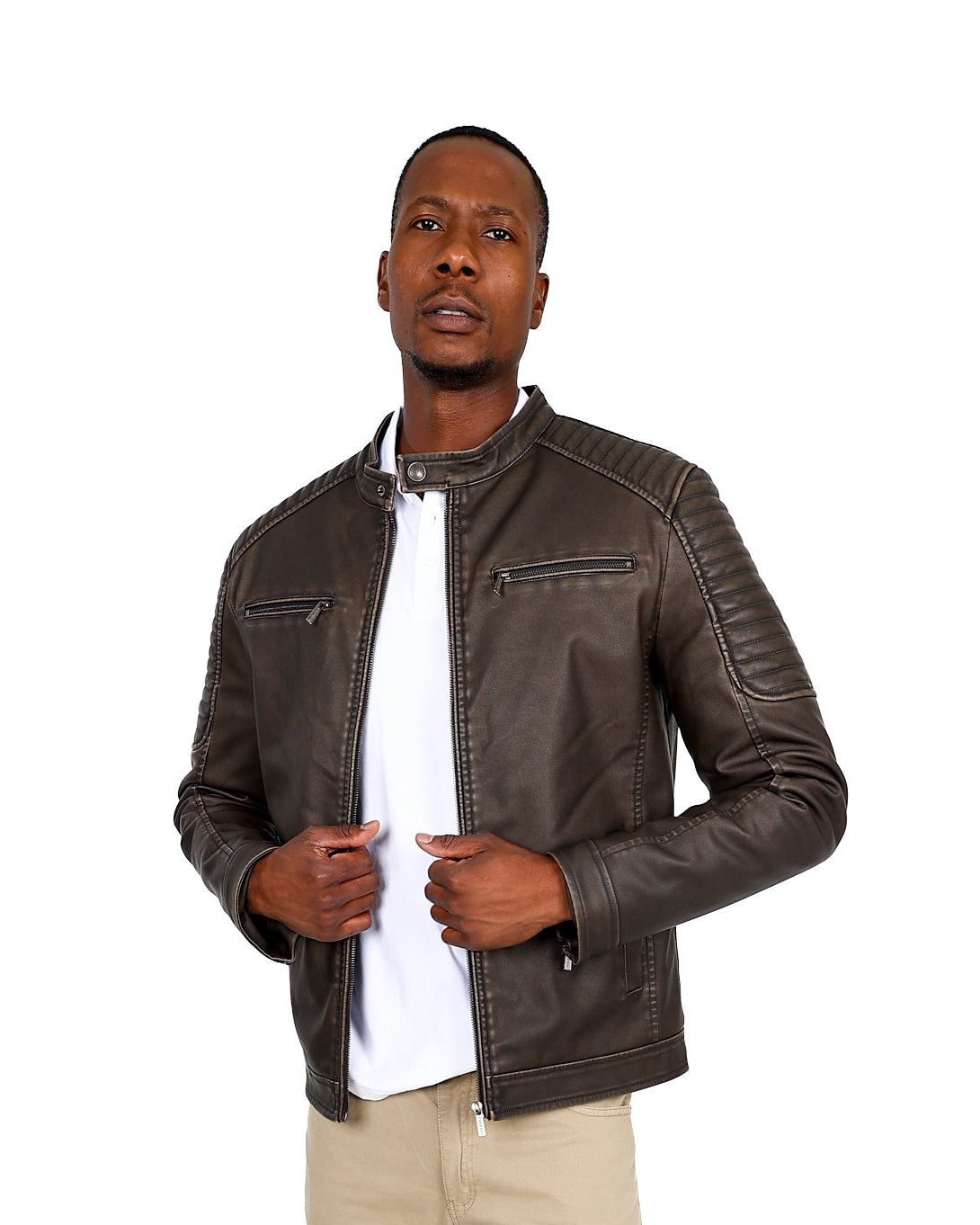 Ferrani Brown Vintage Inspired Biker Jacket