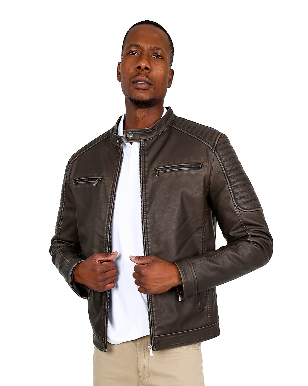 Ferrani Brown Vintage Inspired Biker Jacket