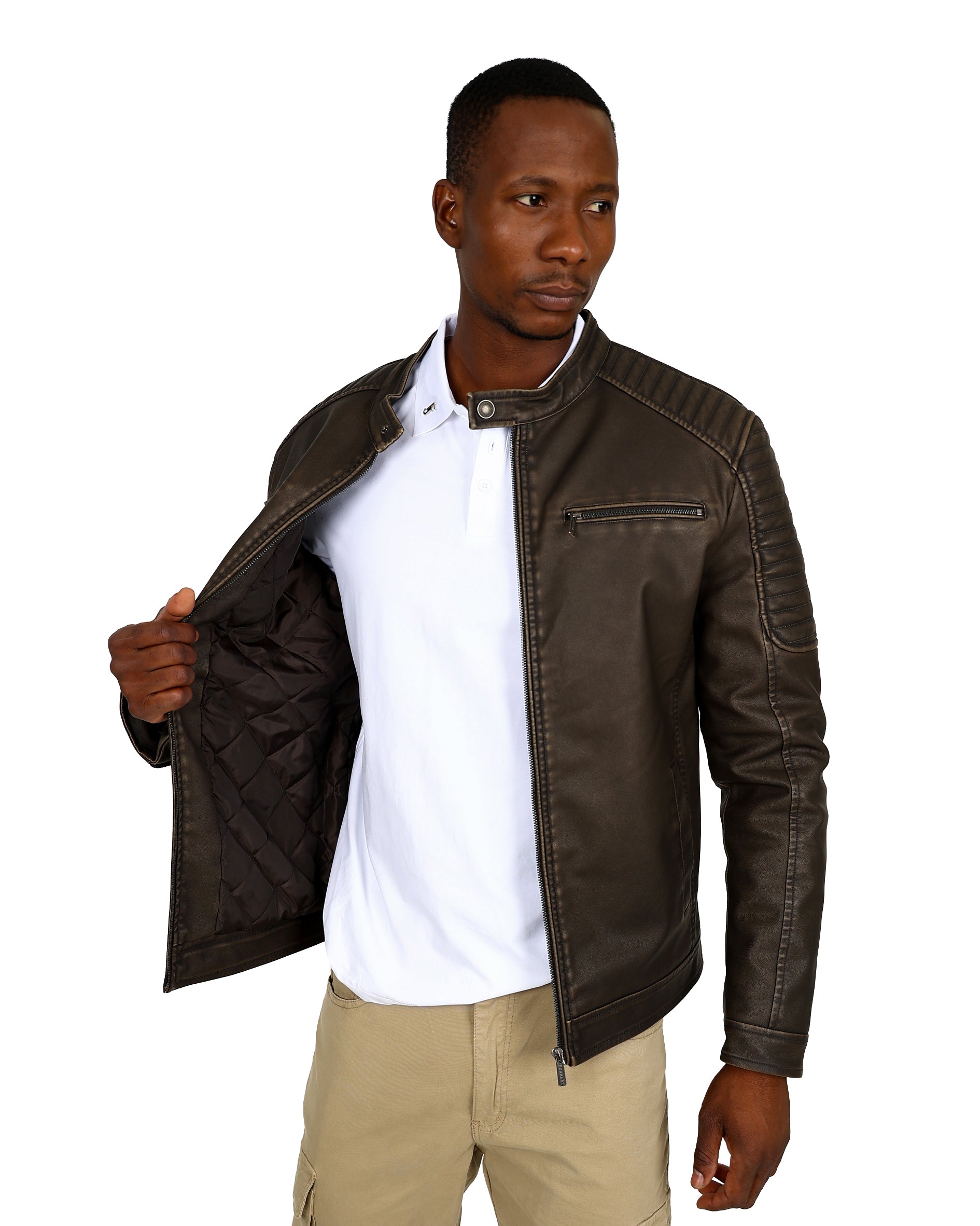 Ferrani Brown Vintage Inspired Biker Jacket