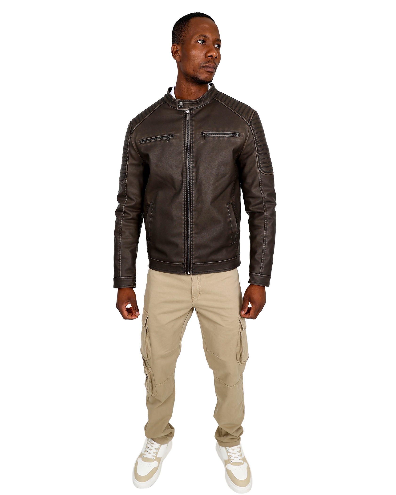 Ferrani Brown Vintage Inspired Biker Jacket