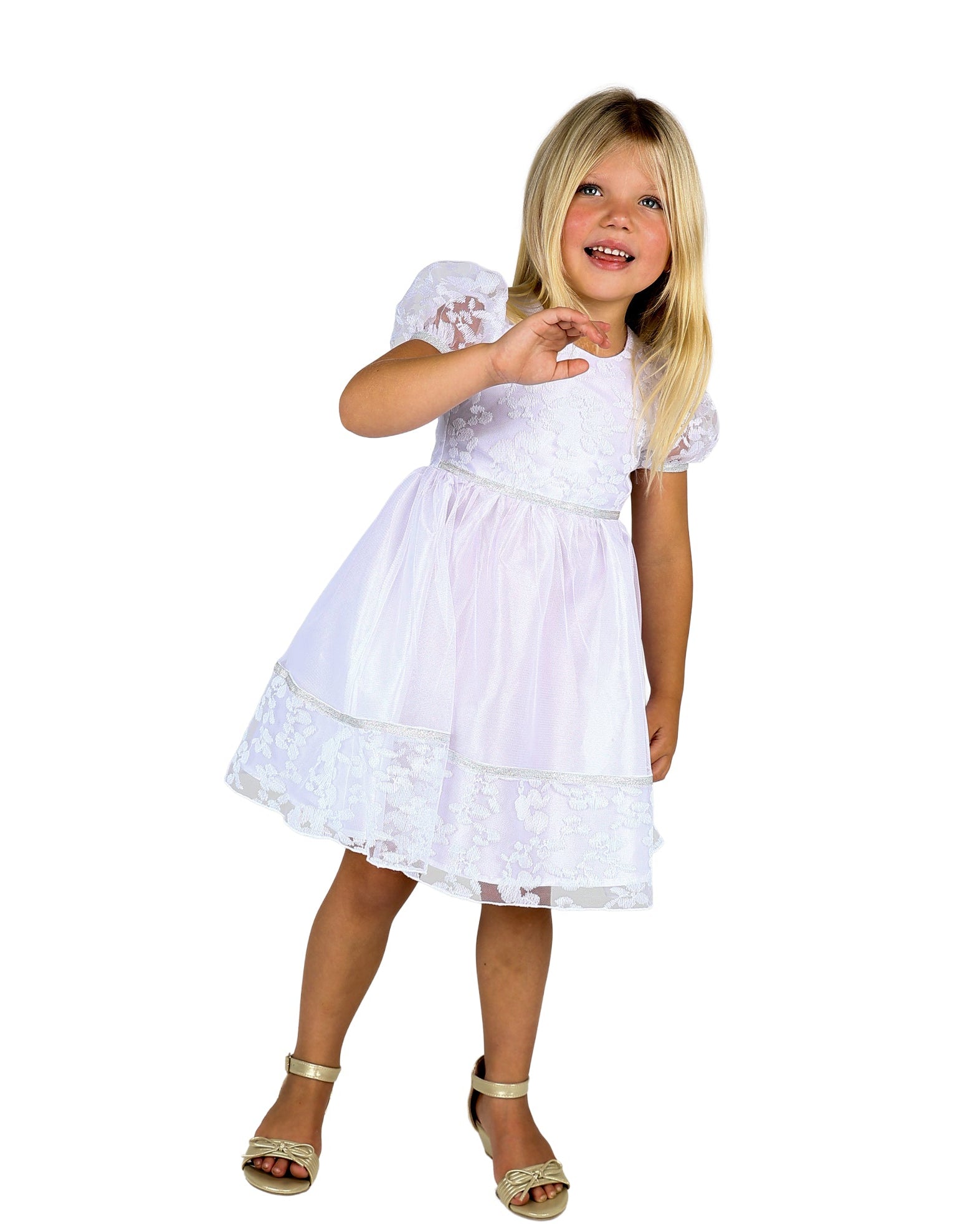 Short Sleeve Tulle & Lace Dress