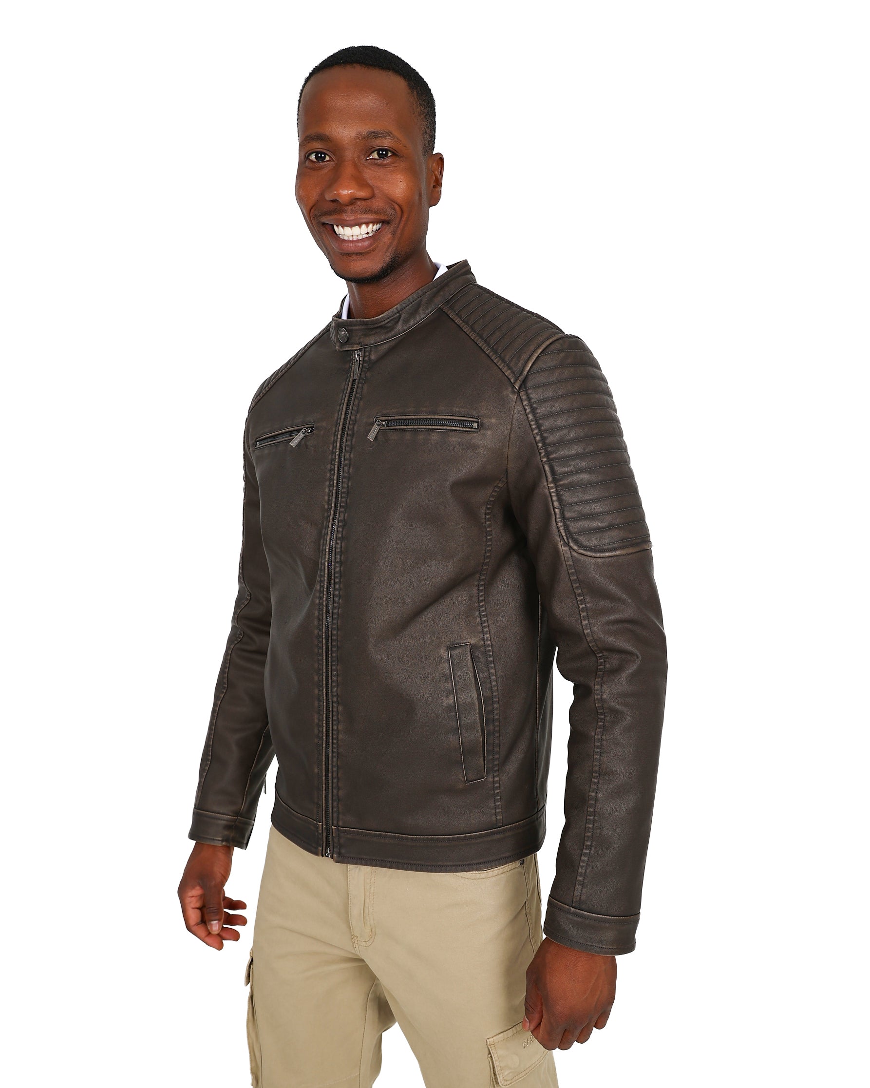 Ferrani Brown Vintage Inspired Biker Jacket