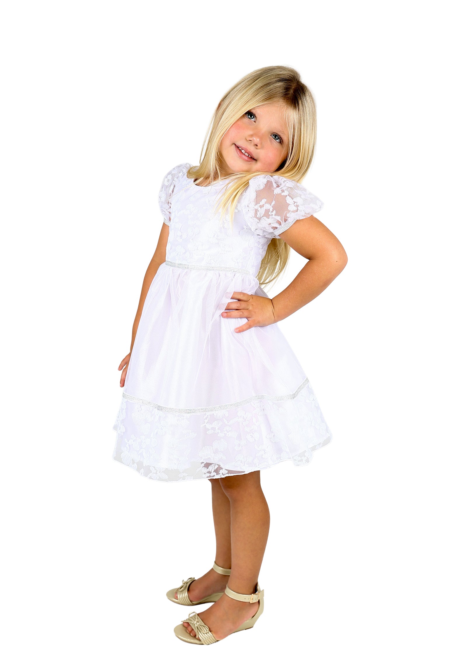 Short Sleeve Tulle & Lace Dress